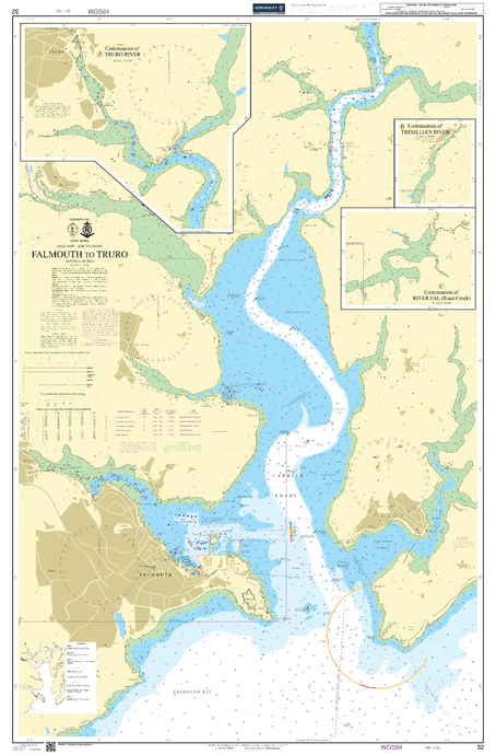 British Admiralty Nautical Chart 32: England – South Coast, Falmouth to Truro