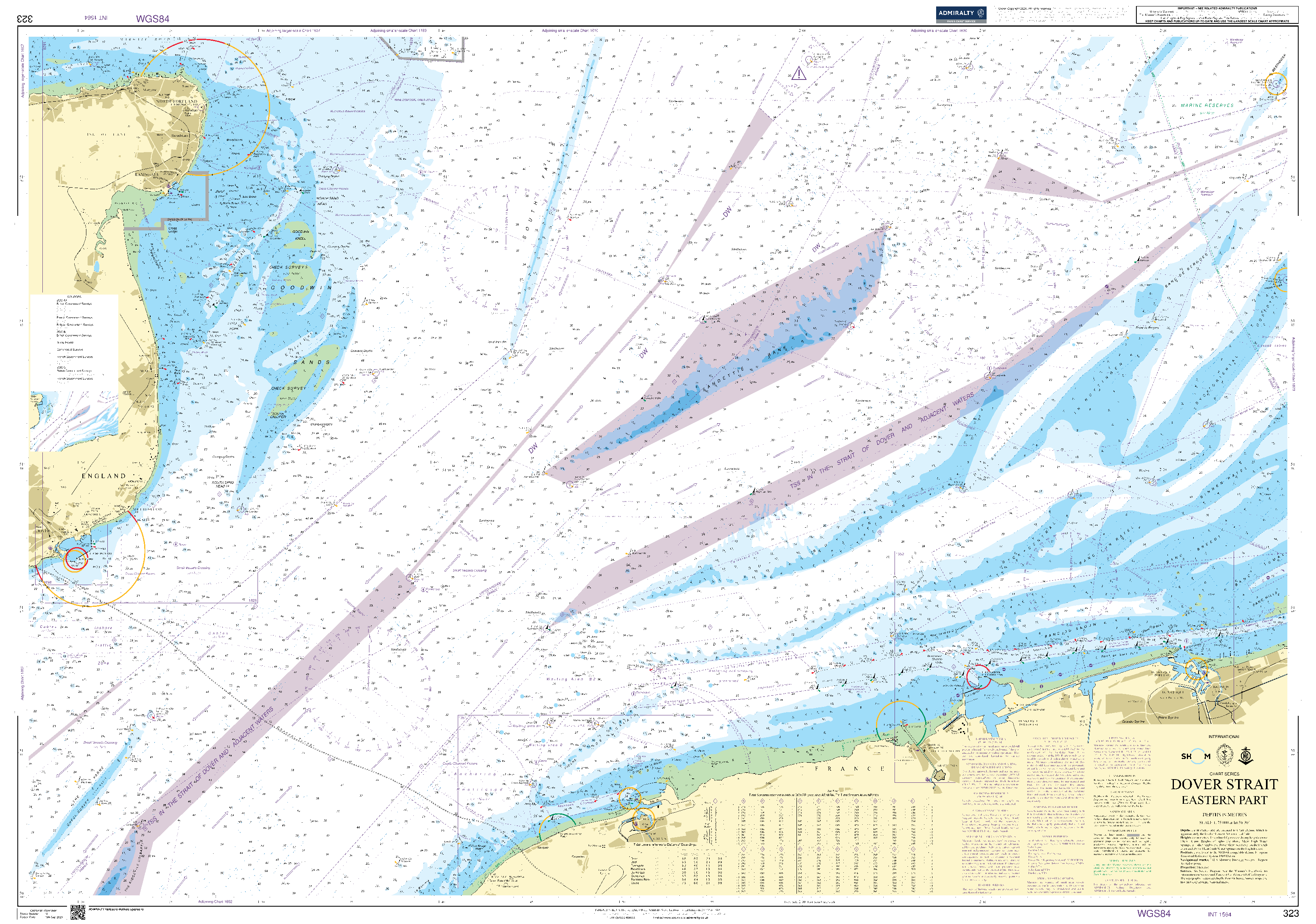British Admiralty Nautical Chart 323: Dover Strait Eastern Part