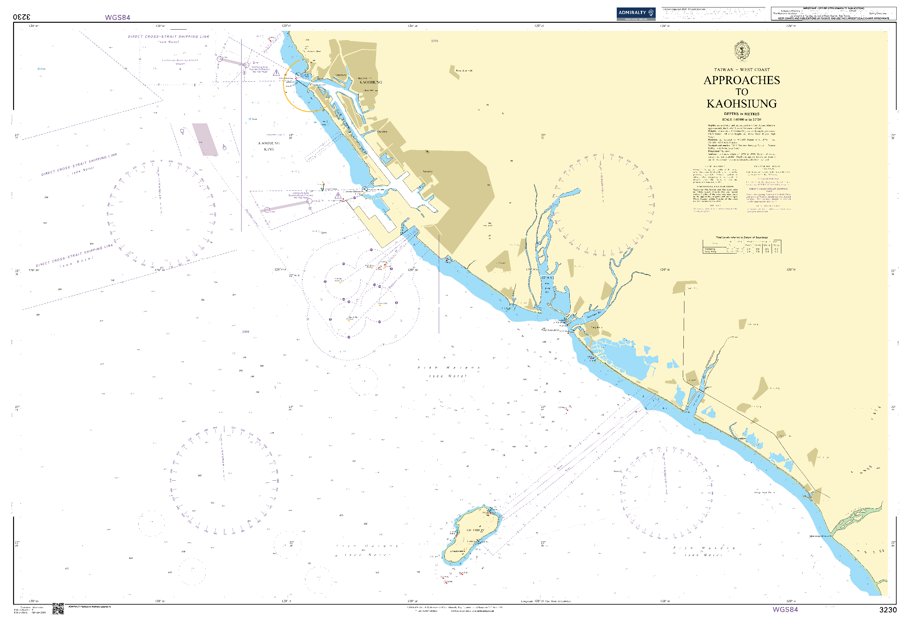British Admiralty Nautical Chart 3230: Approaches to Kaohsiung