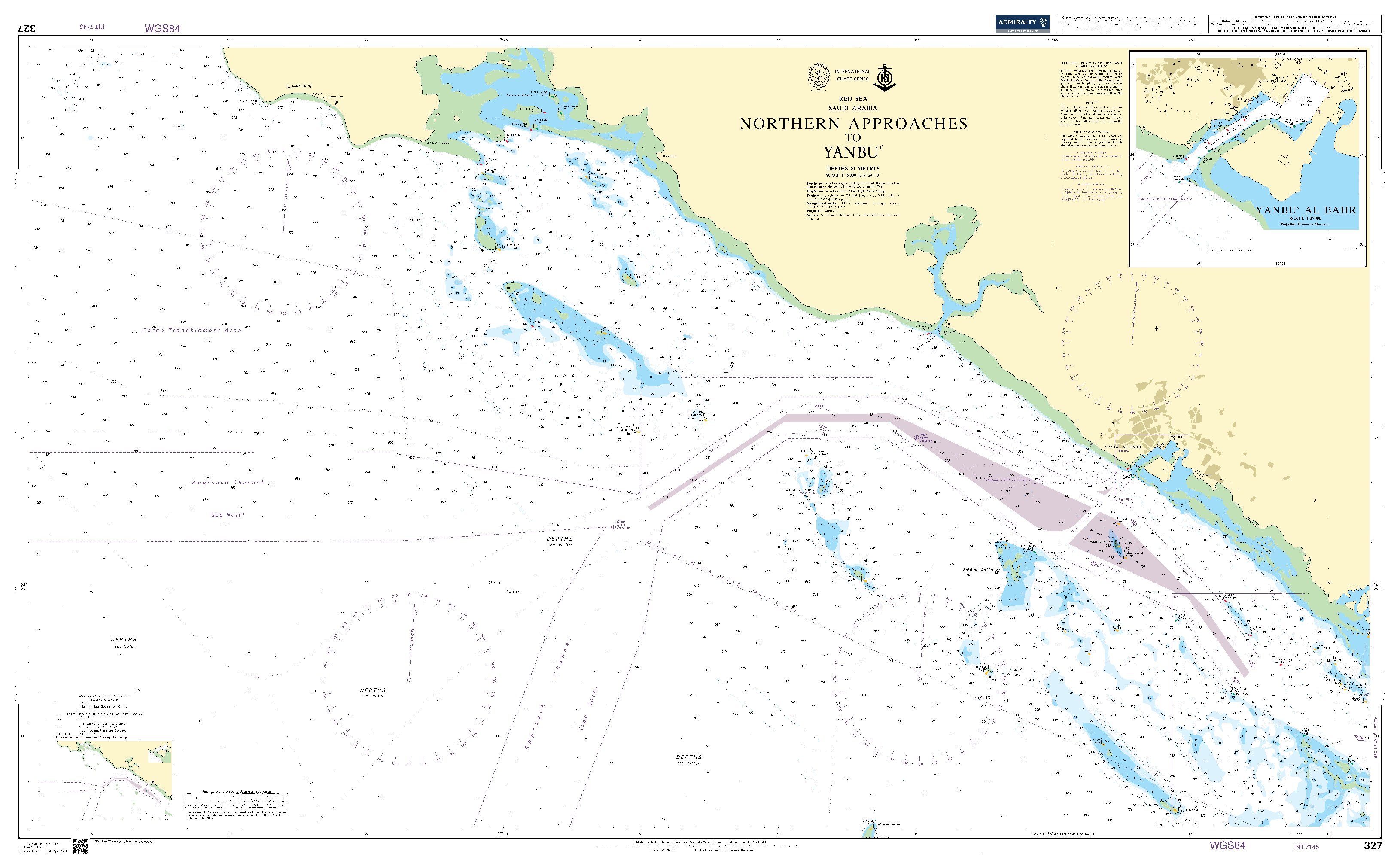 British Admiralty Nautical Chart 327: Northern Approaches to Yanbu'