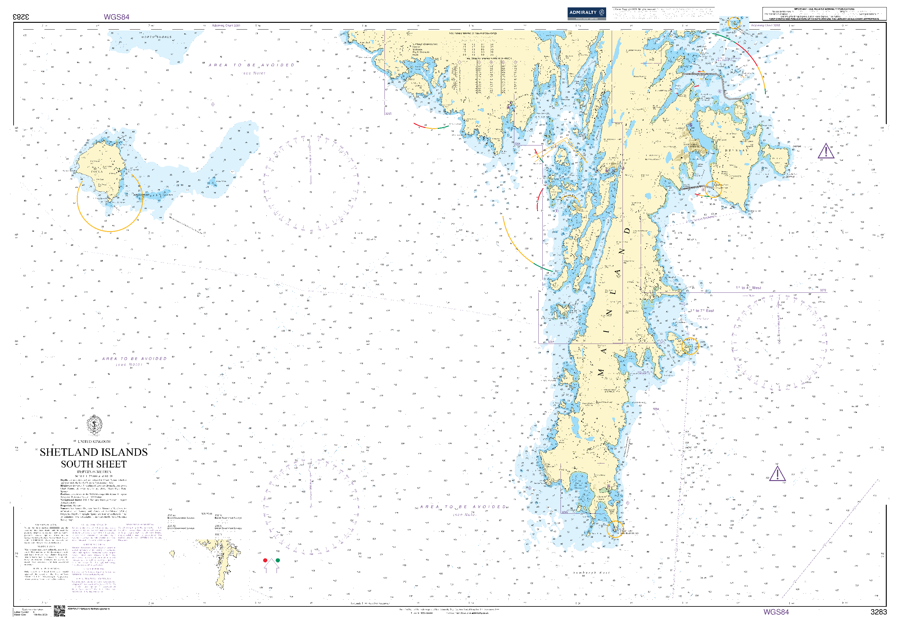 British Admiralty Nautical Chart 3283: British Isles, Shetland Islands, South Sheet