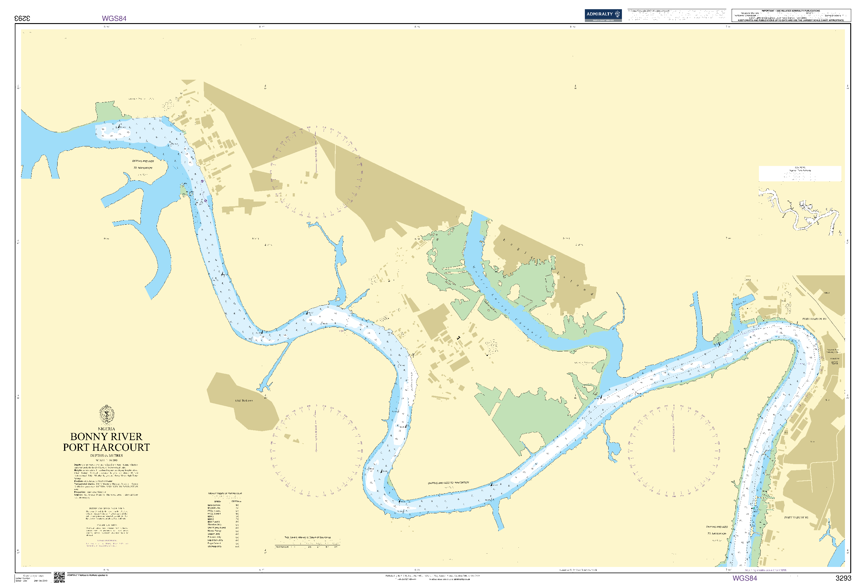 British Admiralty Nautical Chart 3293: Bonny River Port Harcourt