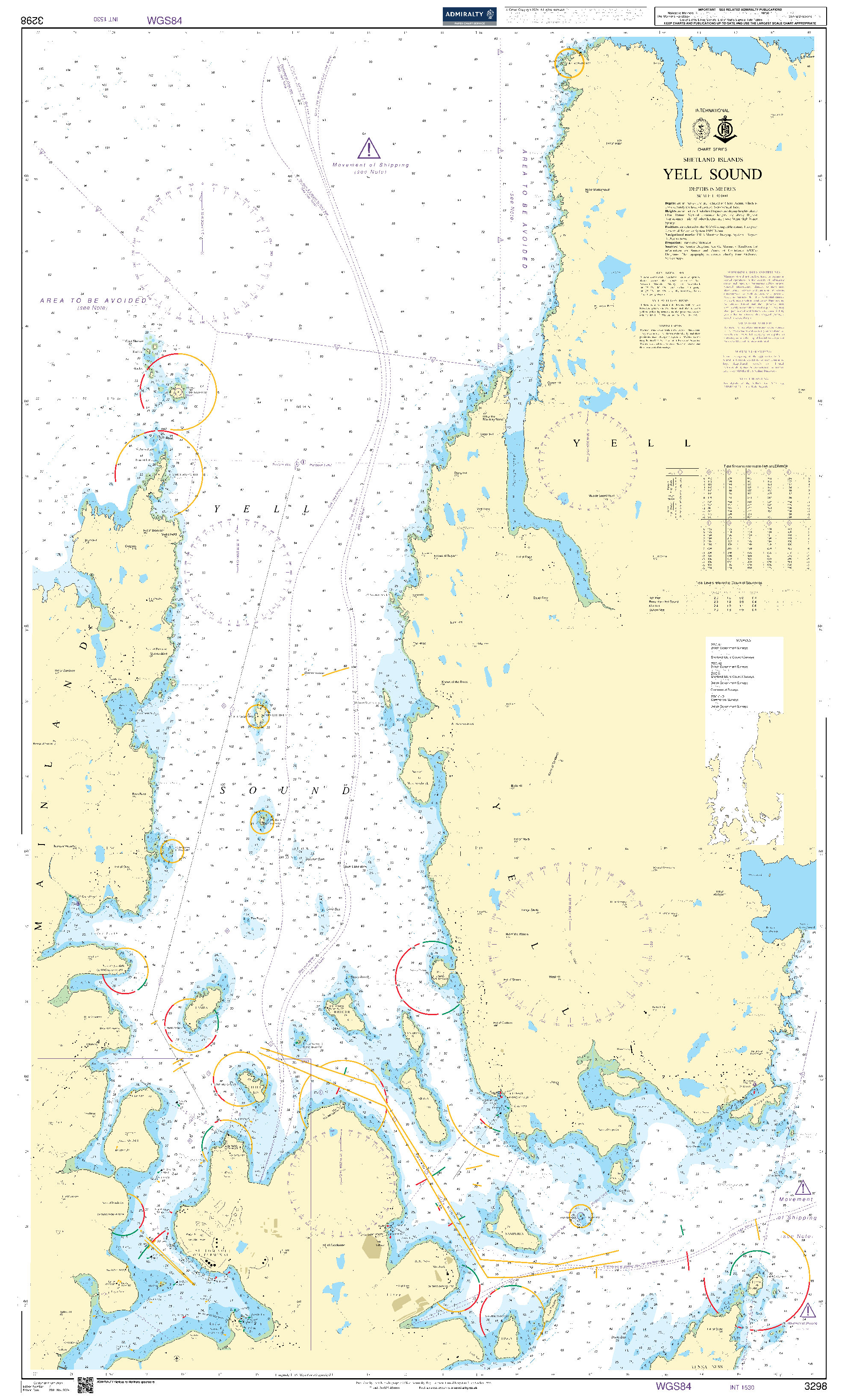 British Admiralty Nautical Chart 3298: Yell Sound