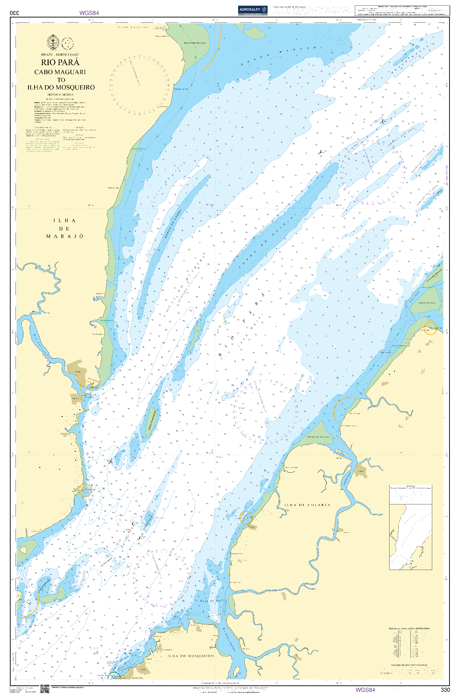 British Admiralty Nautical Chart 330: Brazil - North Coast, Rio Pará - Cabo Maguari to Ilha do Mosqueiro