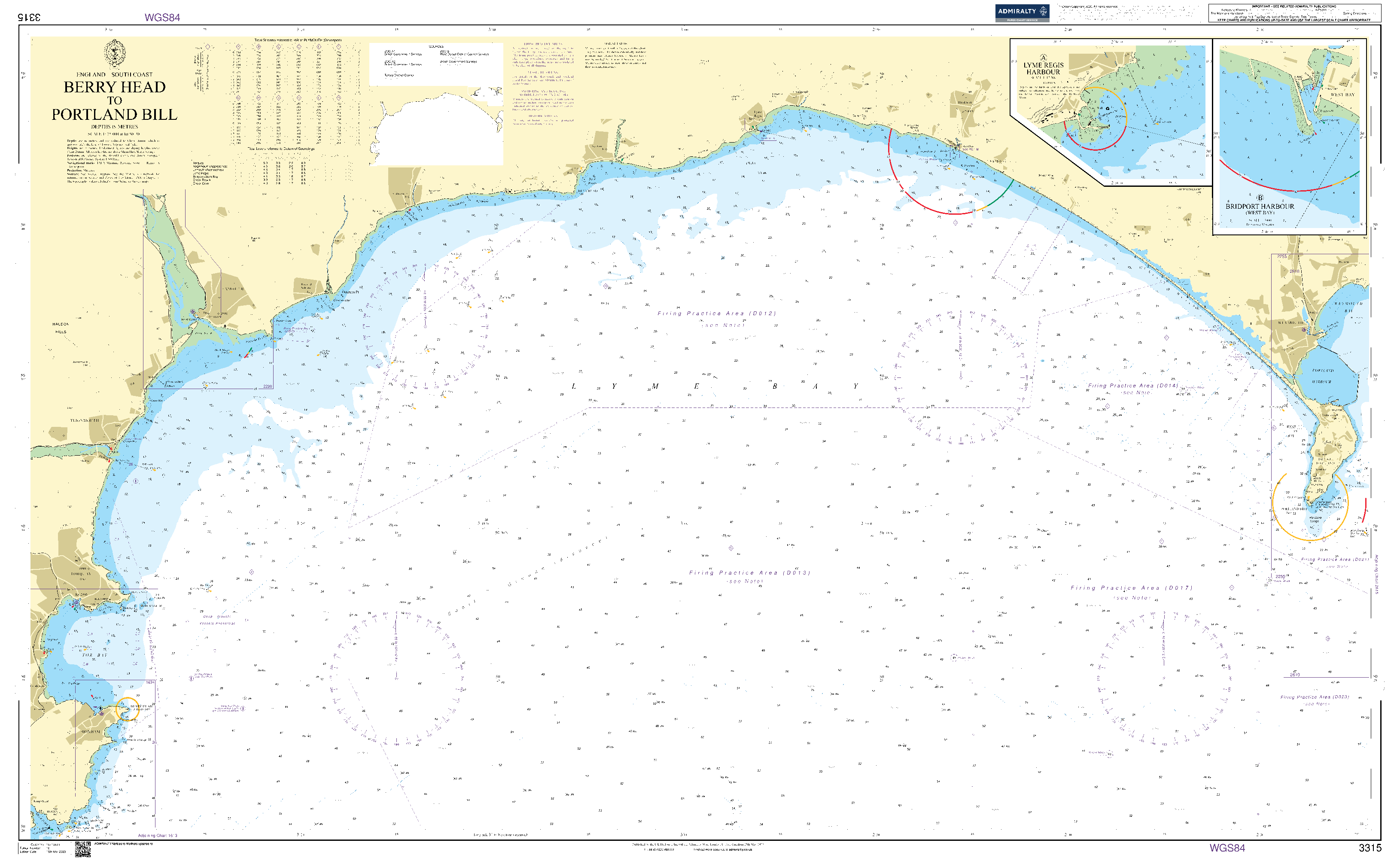 British Admiralty Nautical Chart 3315: England - South Coast, Berry Head to Portland Bill