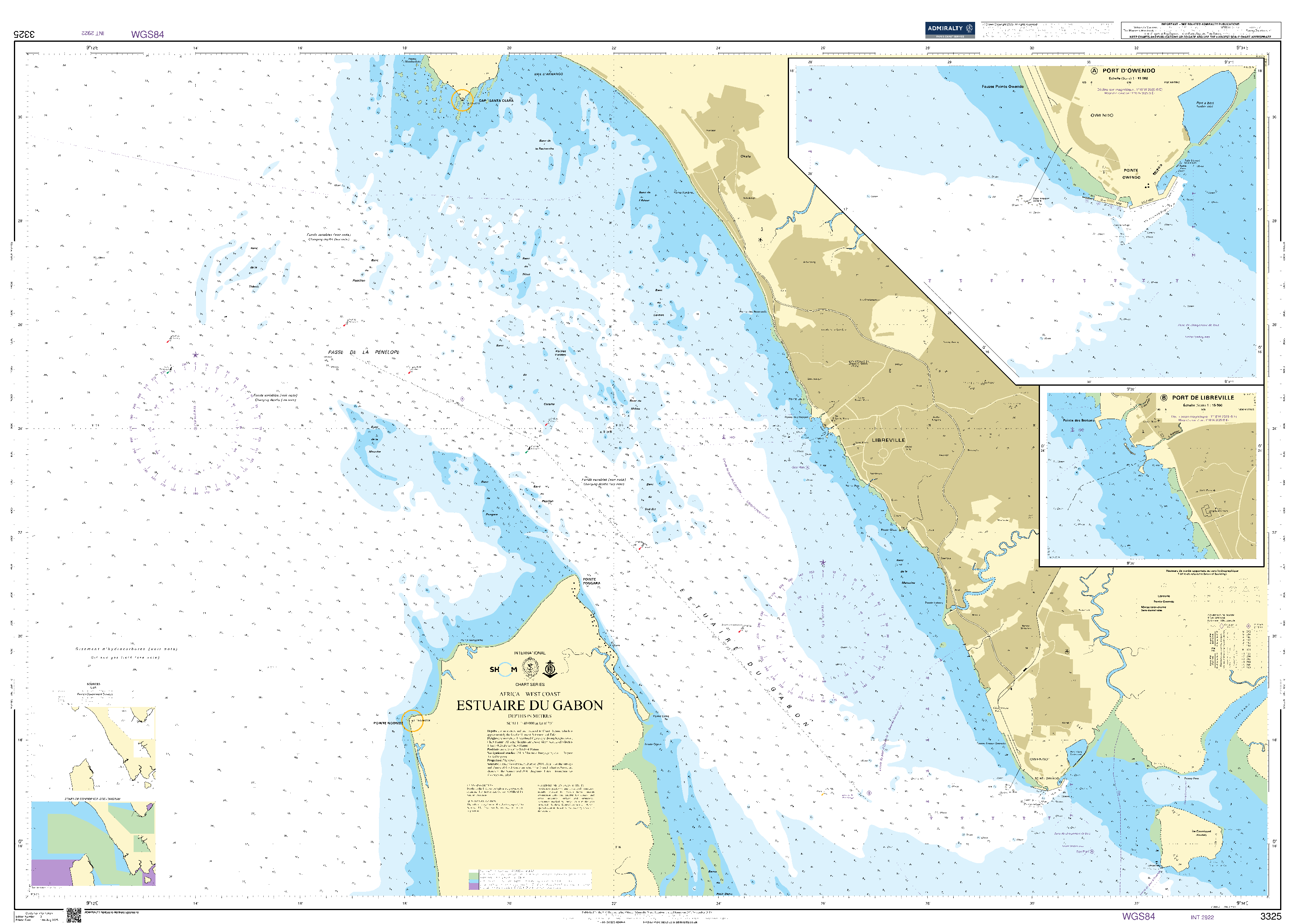 British Admiralty Nautical Chart 3325: Estuaire du Gabon
