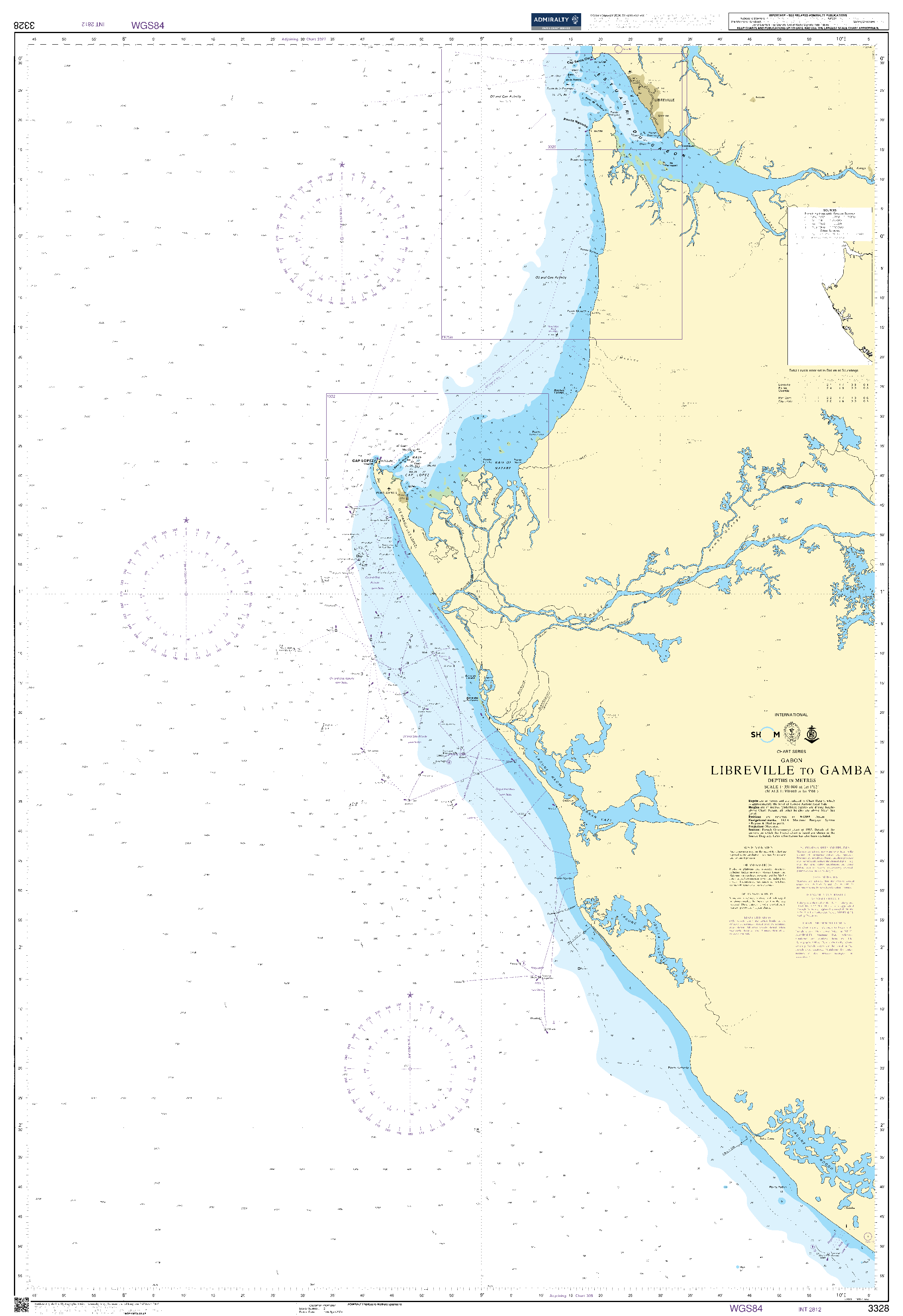 British Admiralty Nautical Chart 3328: Libreville to Gamba