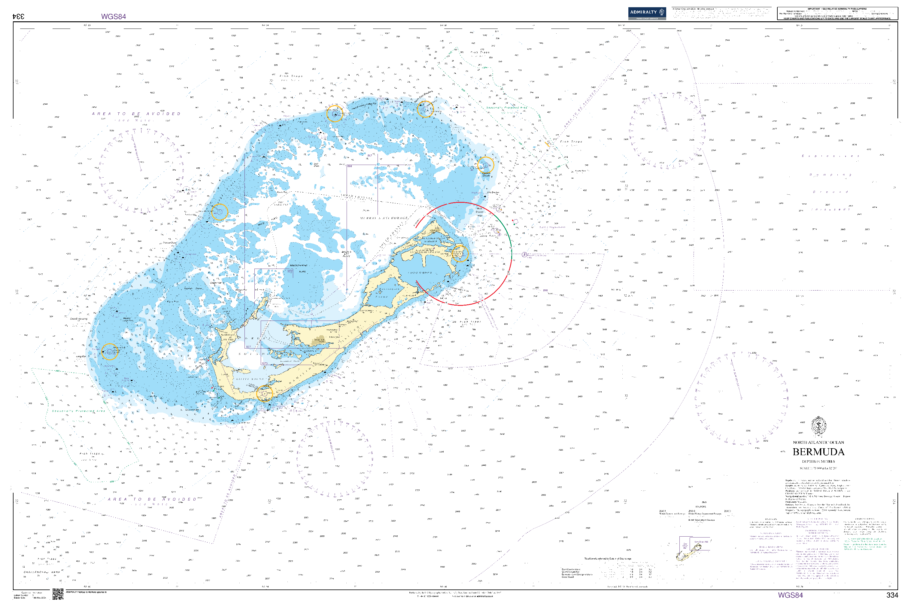 British Admiralty Nautical Chart 334: Bermuda