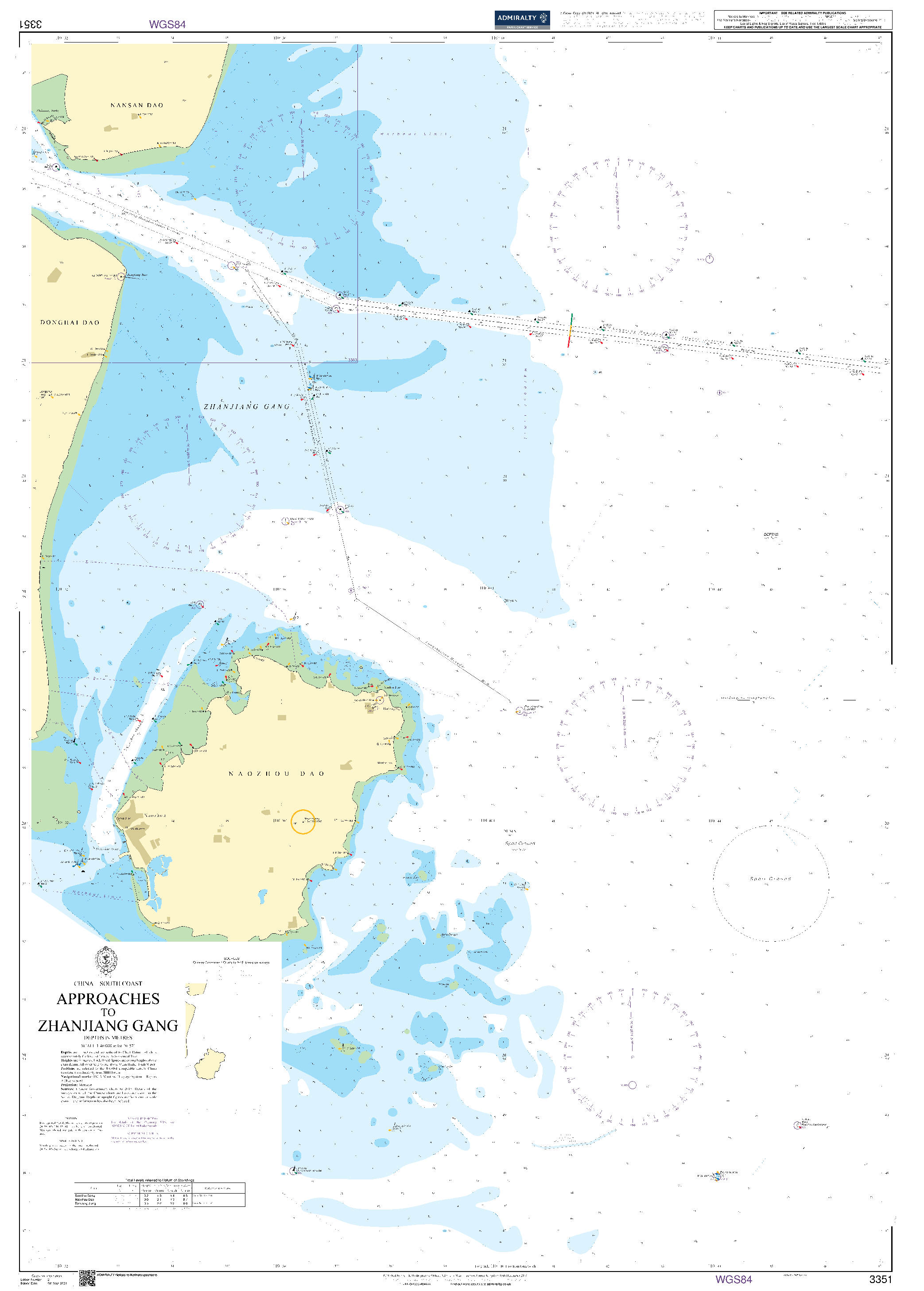 British Admiralty Nautical Chart 3351: Approaches to Zhanjiang Gang
