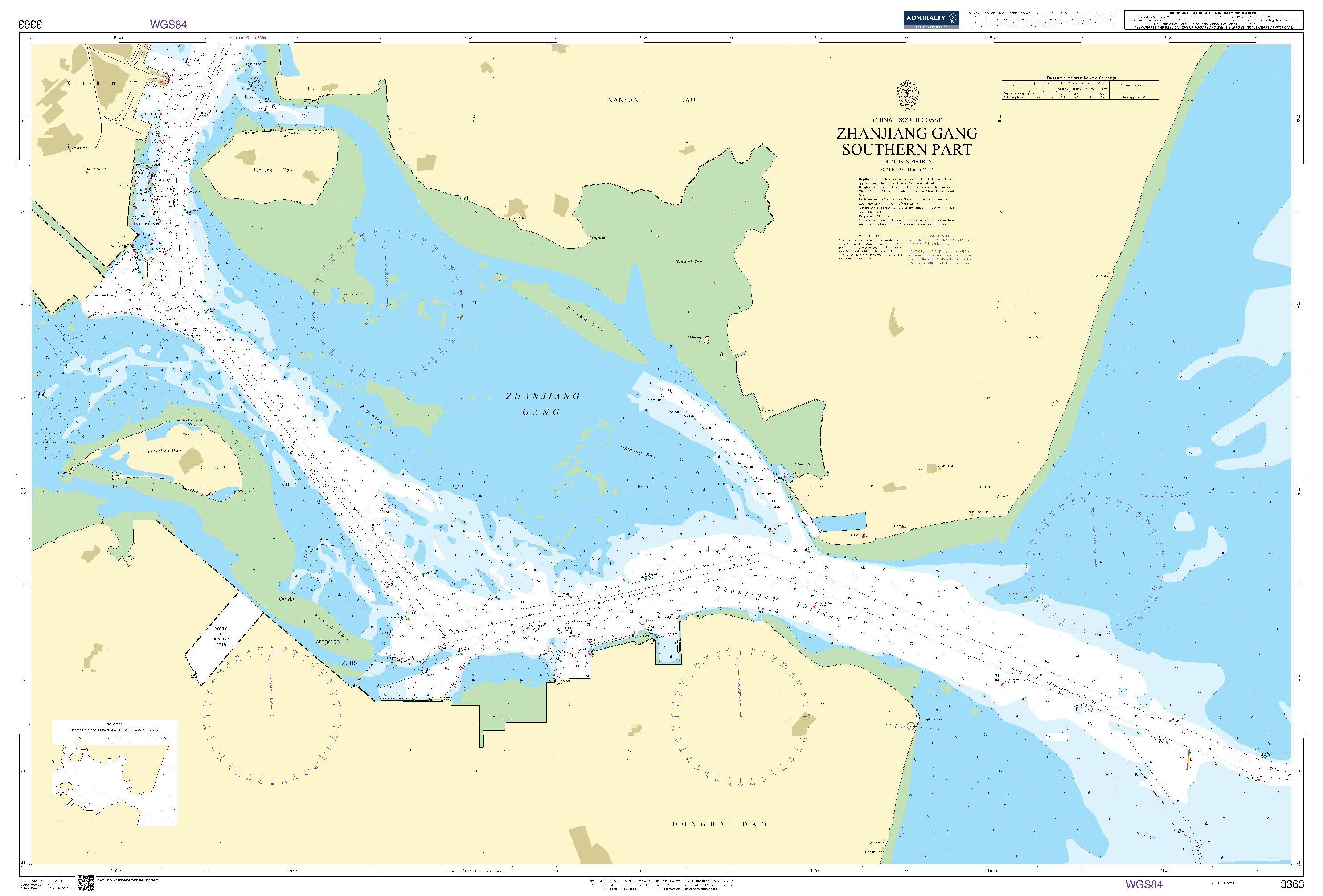 British Admiralty Nautical Chart 3363: Zhanjiang Gang Southern Part