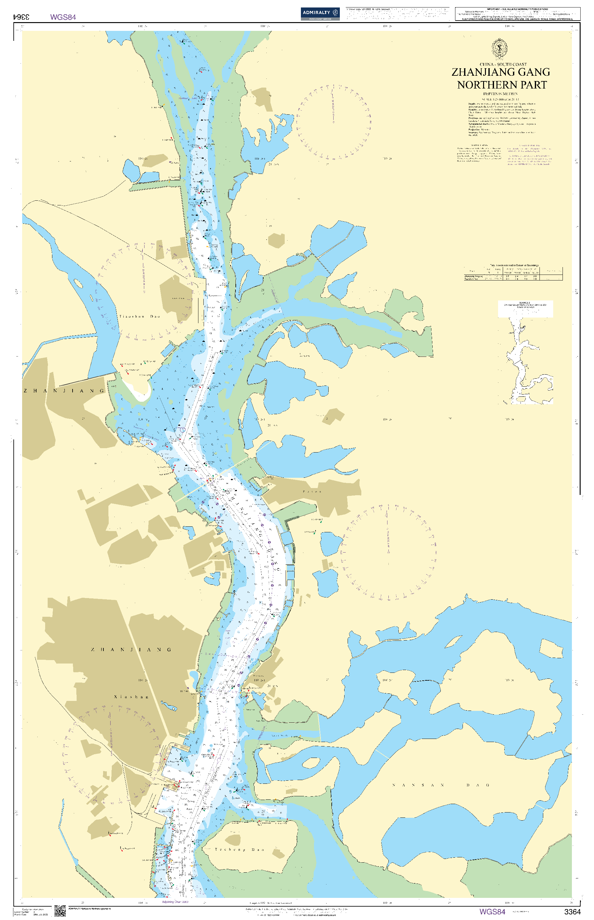 British Admiralty Nautical Chart 3364: Zhanjiang Gang Northern Part