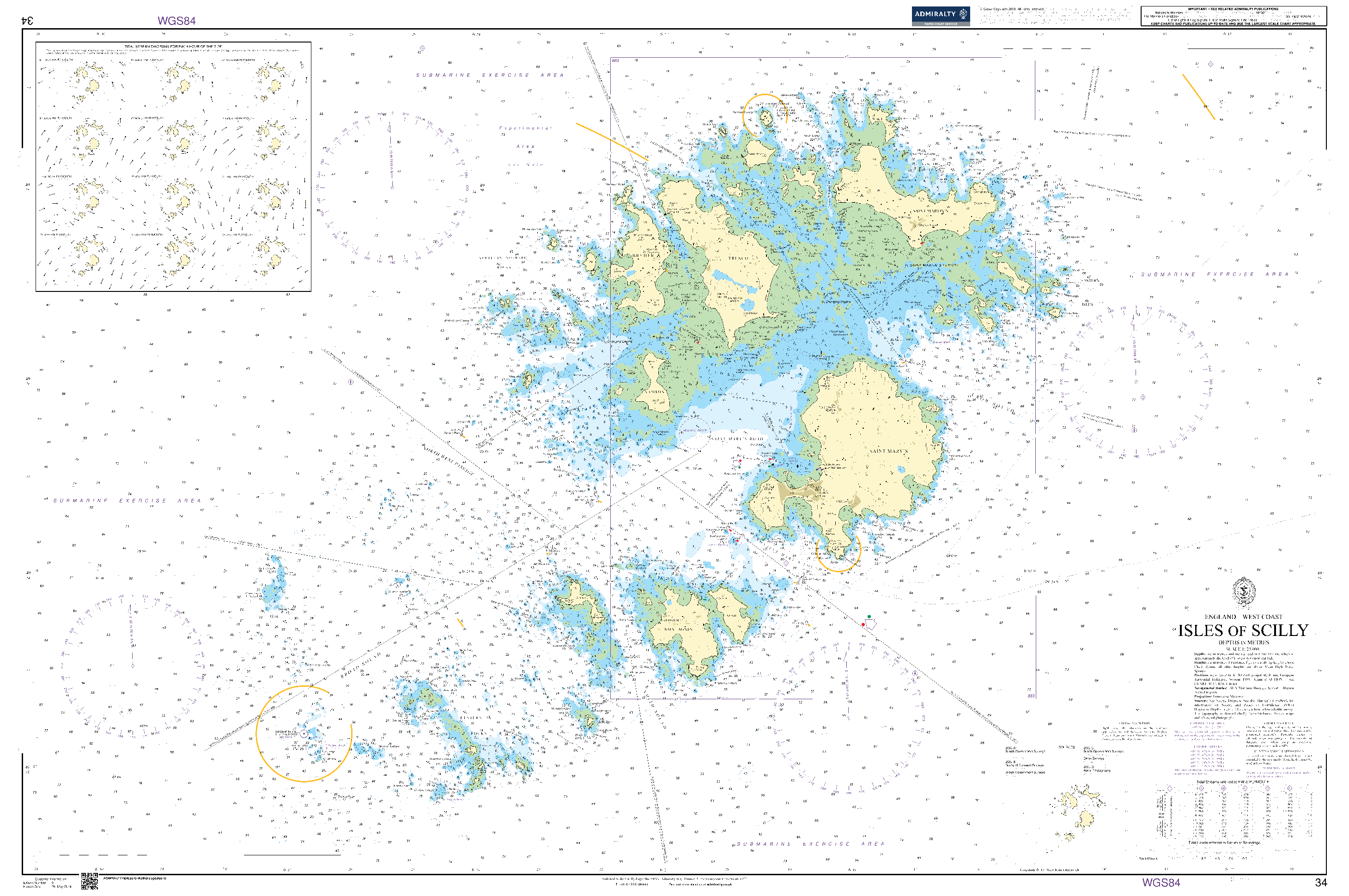 British Admiralty Nautical Chart 34: England - West Coast, Isles of Scilly