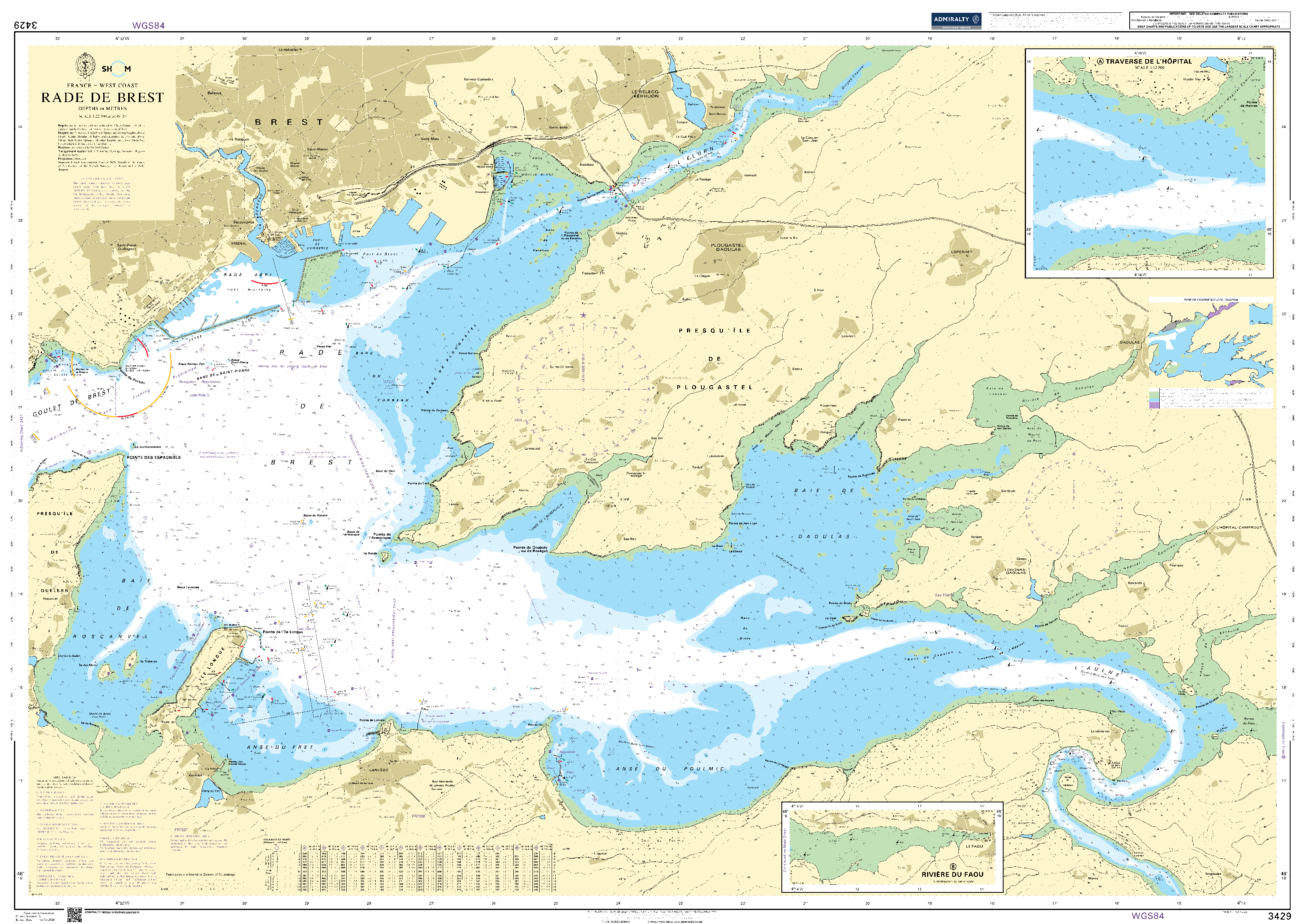 British Admiralty Nautical Chart  3429: Rade de Brest