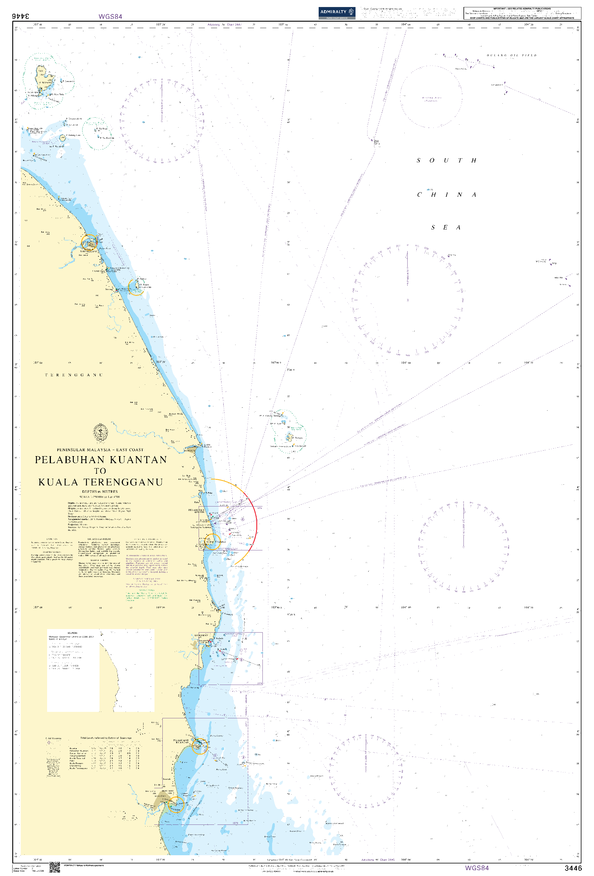 British Admiralty Nautical Chart 3446: Pelabuhan Kuantan to Kuala Terengganu