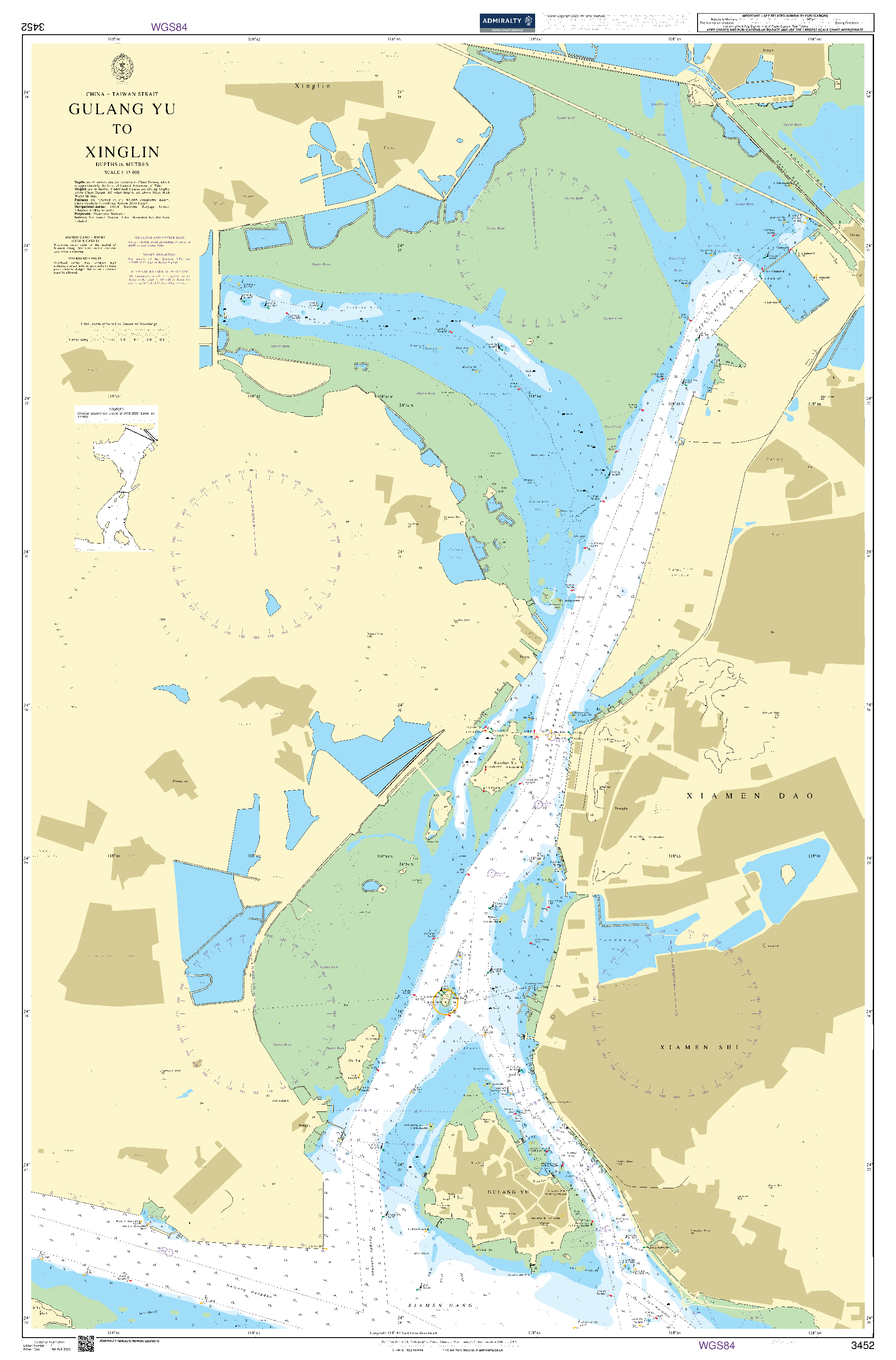 British Admiralty Nautical Chart 3452: Gulang Yu to Xinglin