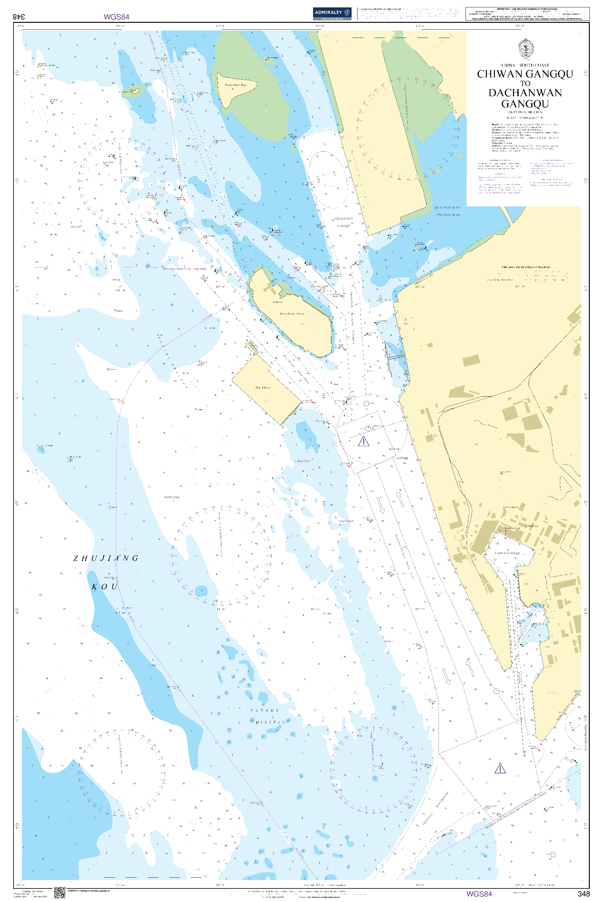 British Admiralty Nautical Chart 348: China - South Coast, Chiwan Gangqu to Dachanwan Gangqu