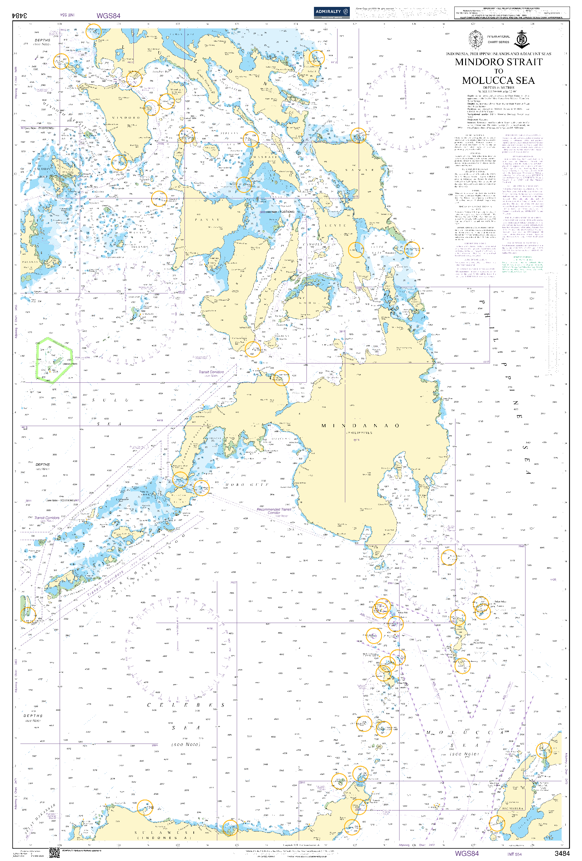 British Admiralty Nautical Chart 3484: Mindoro Strait to Molucca Sea