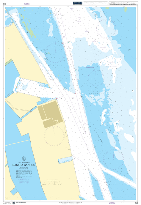 British Admiralty Nautical Chart 349: China - Zhujiang Kou, Nansha Gangqu