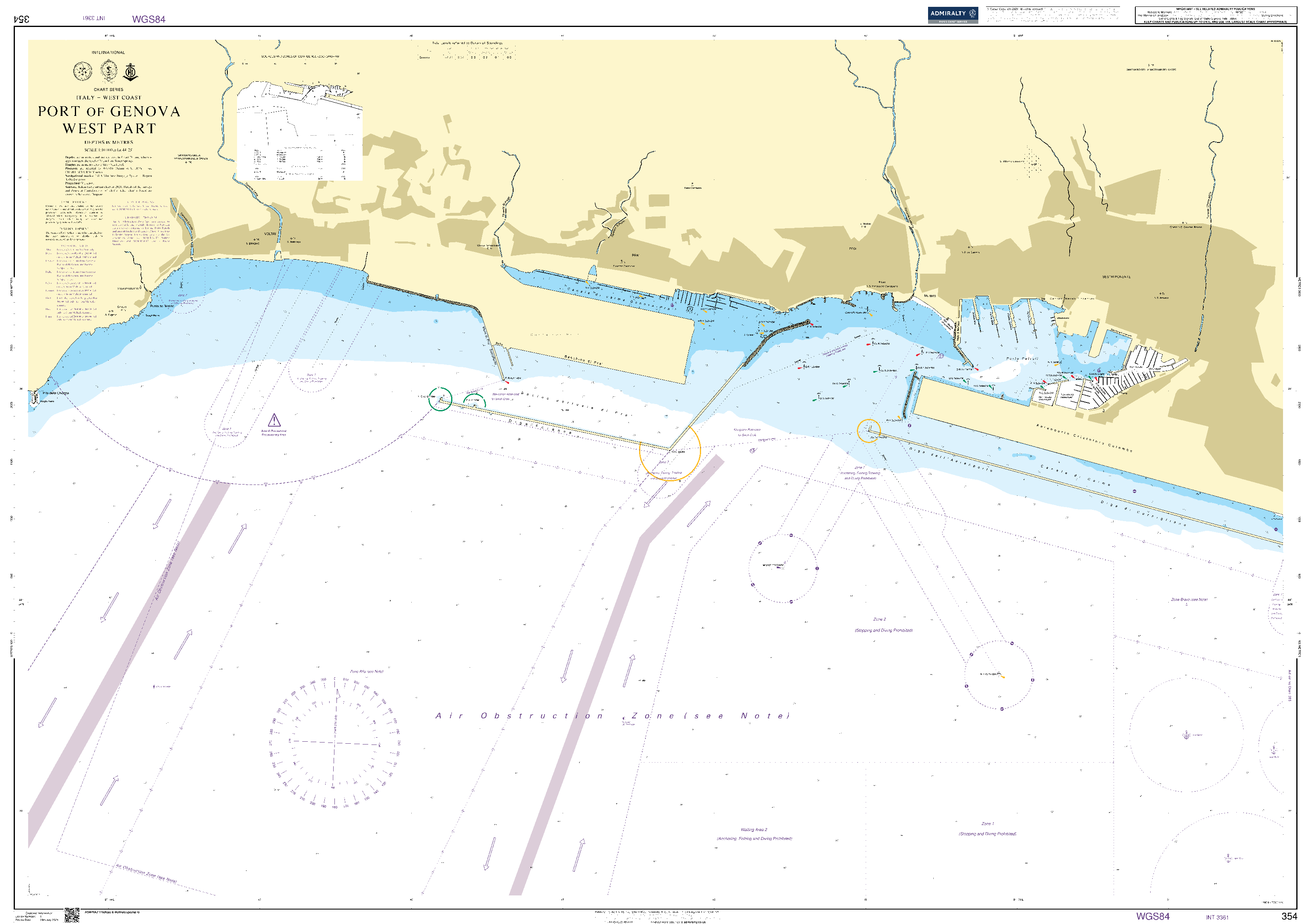 British Admiralty Nautical Chart 354: Port of Genova West Part