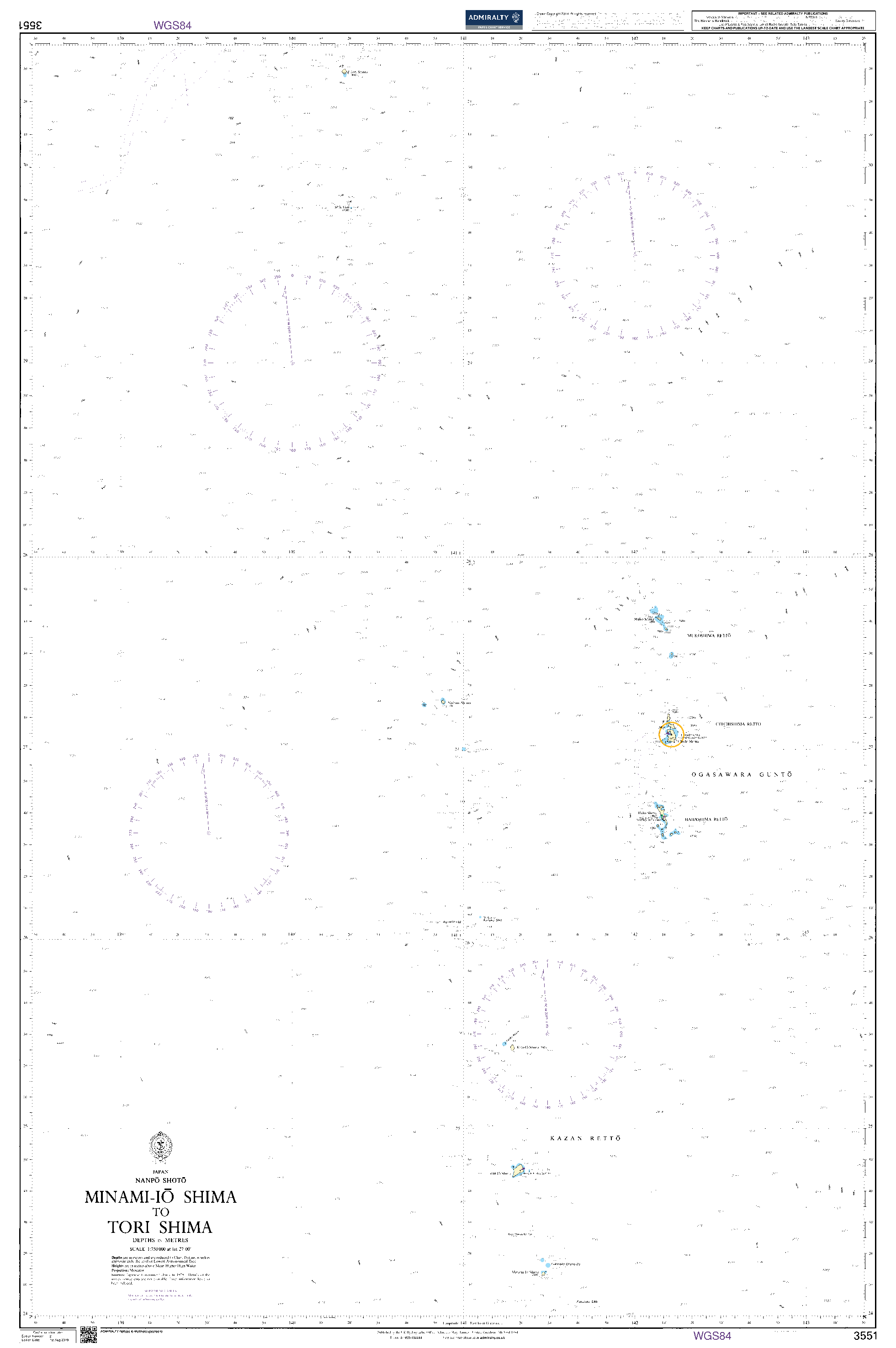 British Admiralty Nautical Chart 3551: Minami - Io Shima to Tori Shima