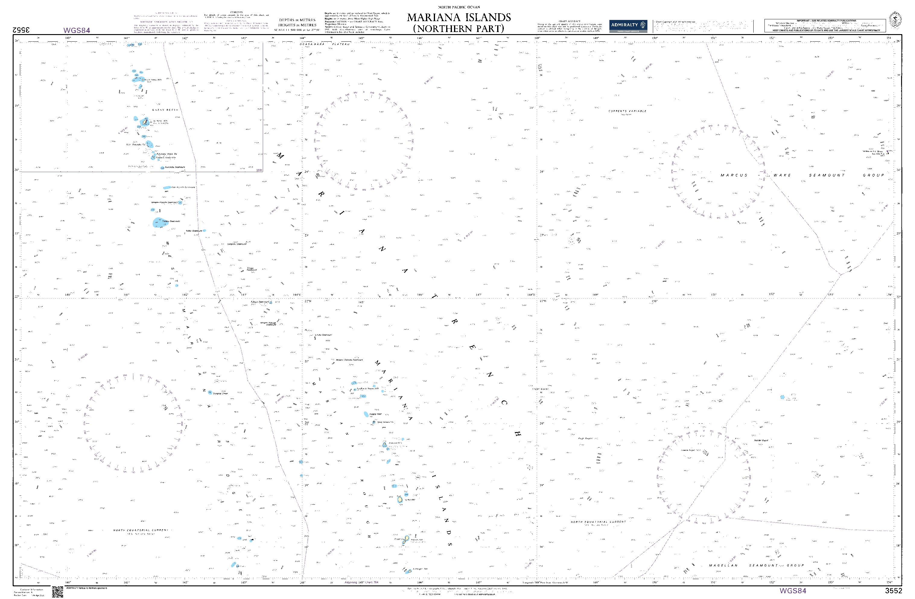 British Admiralty Nautical Chart 3552: Mariana Islands (Northern Part)