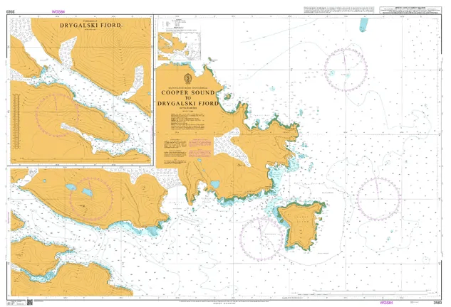 British Admiralty Nautical Chart 3583: South Atlantic Ocean – South Georgia, Cooper Sound to Drygalski Fjord