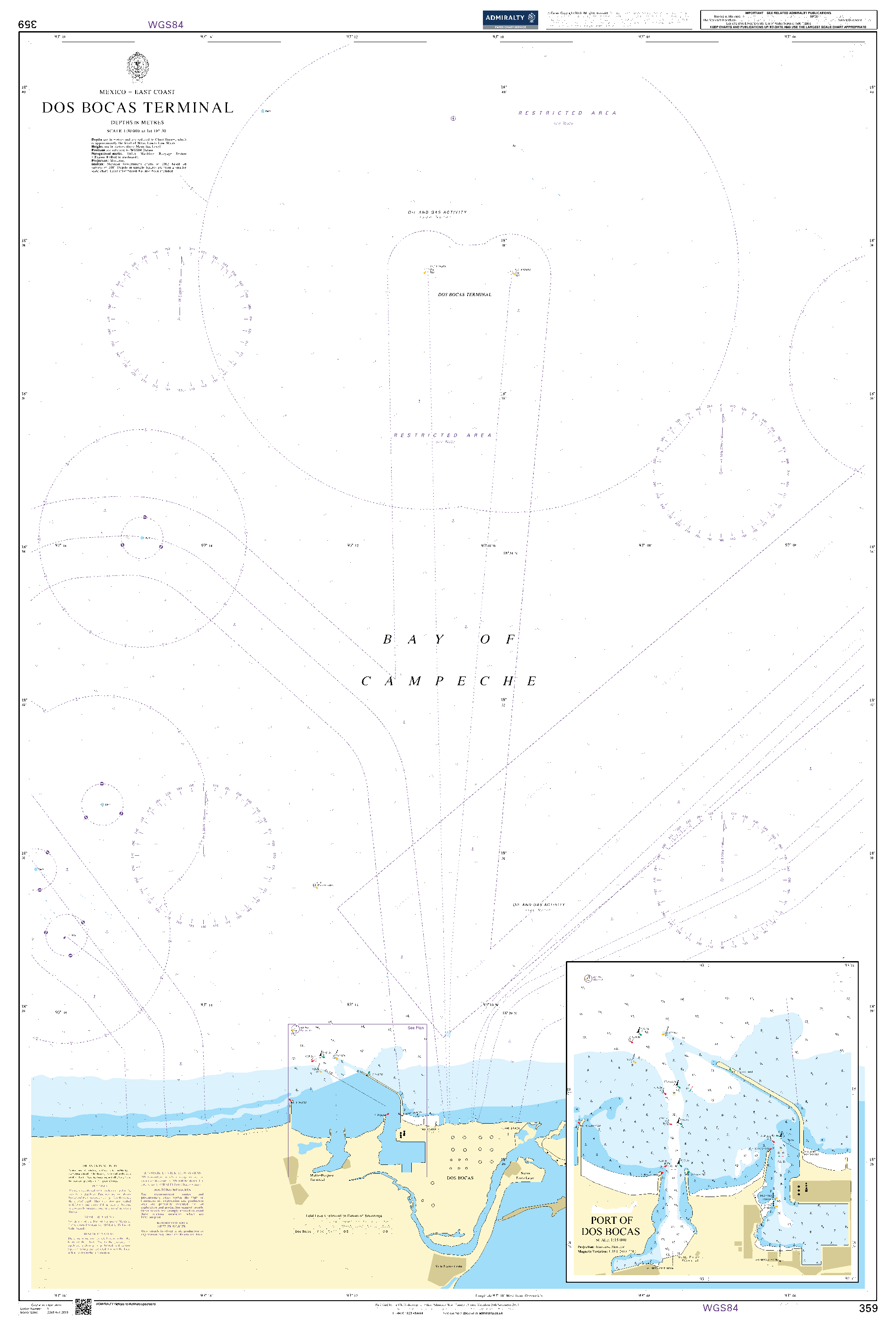 British Admiralty Nautical Chart 359: Dos Bocas Terminal