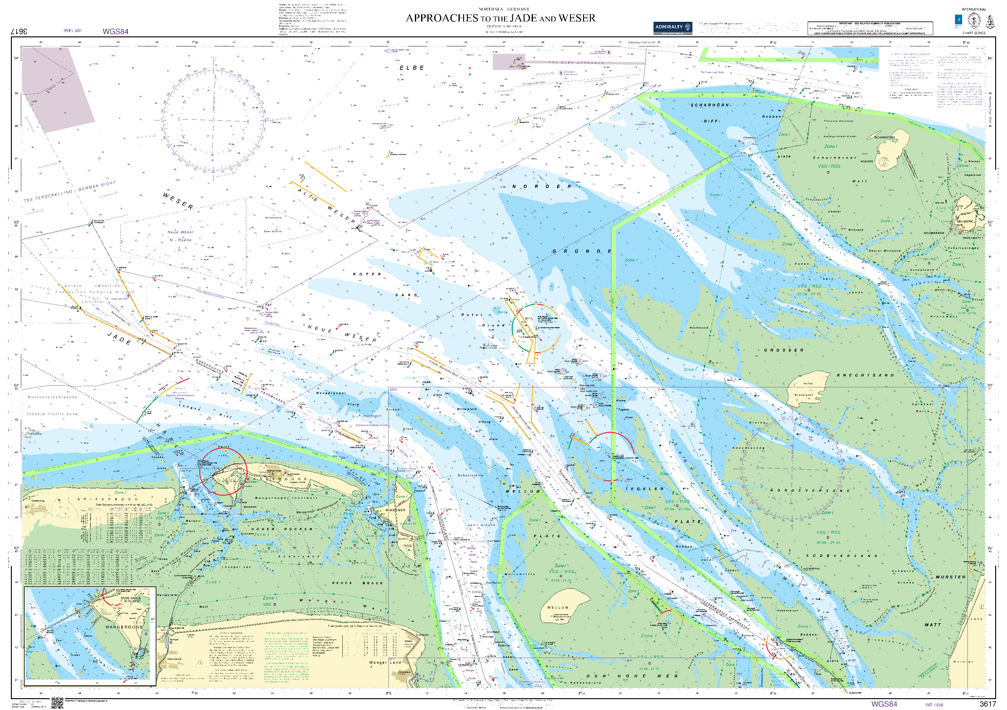 British Admiralty Nautical Chart 3617: North Sea – Germany, Approaches to The Jade and Weser