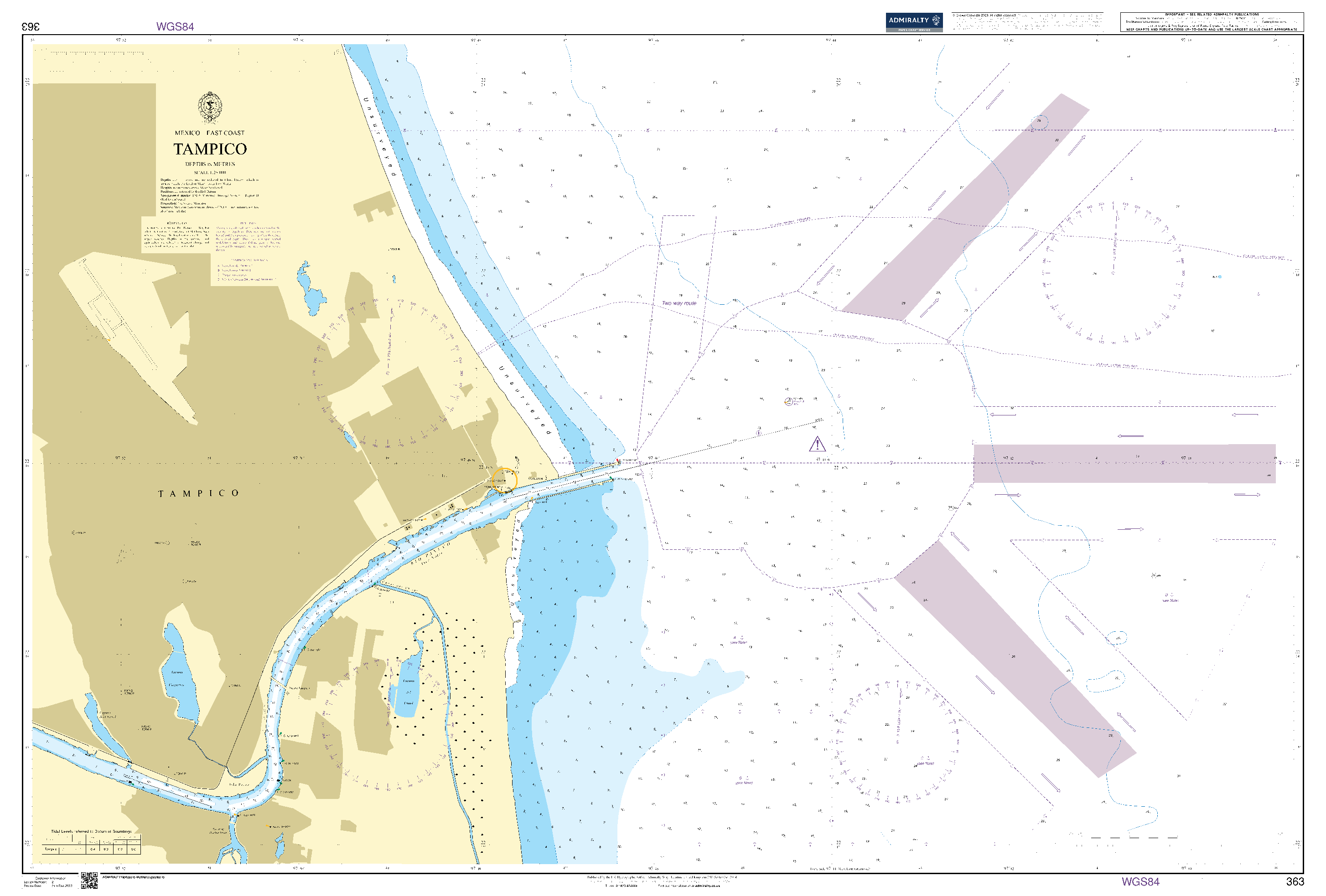 British Admiralty Nautical Chart 363: Mexico - East Coast, Tampico