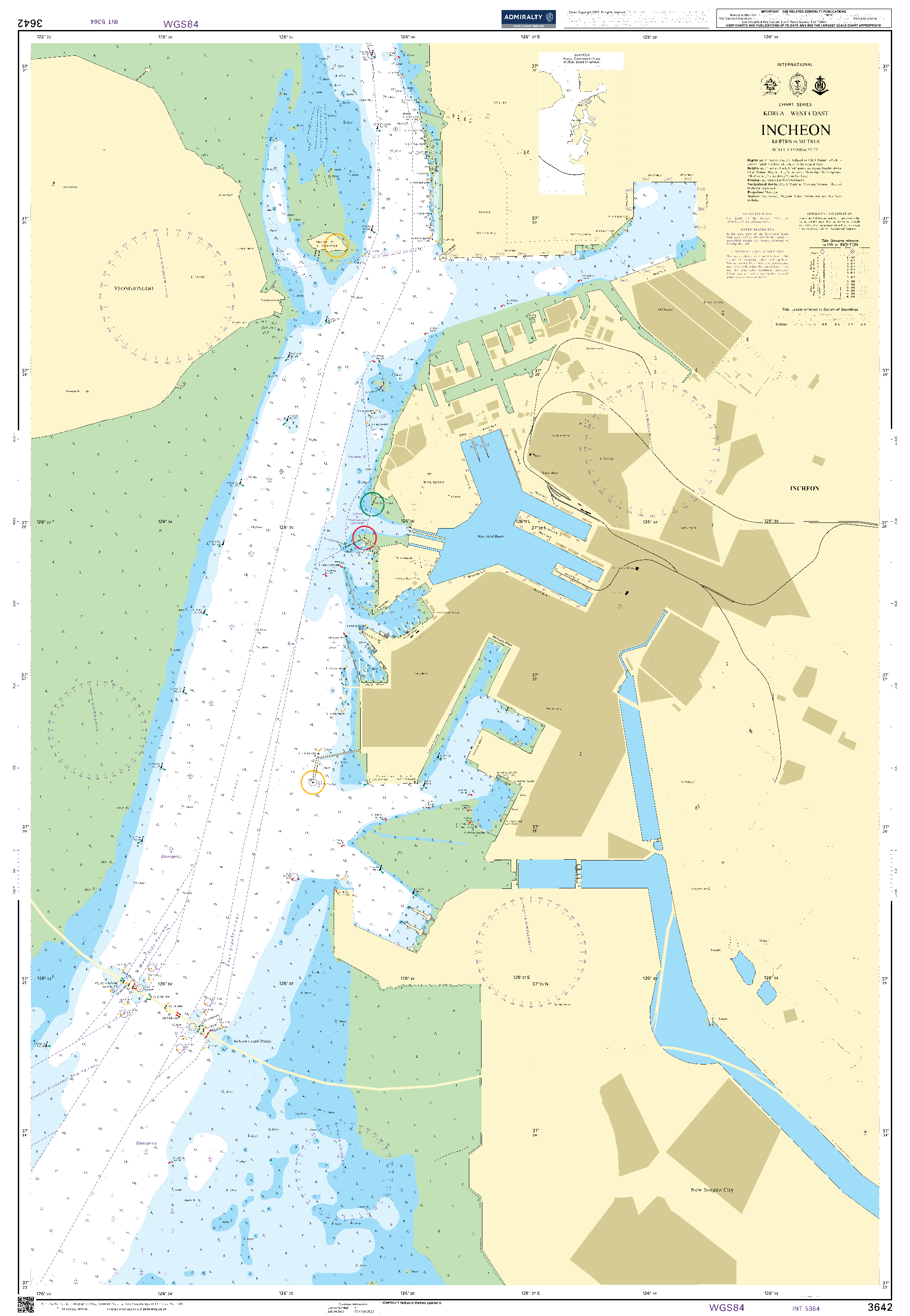 British Admiralty Nautical Chart 3642: Korea – West Coast, Inch'on