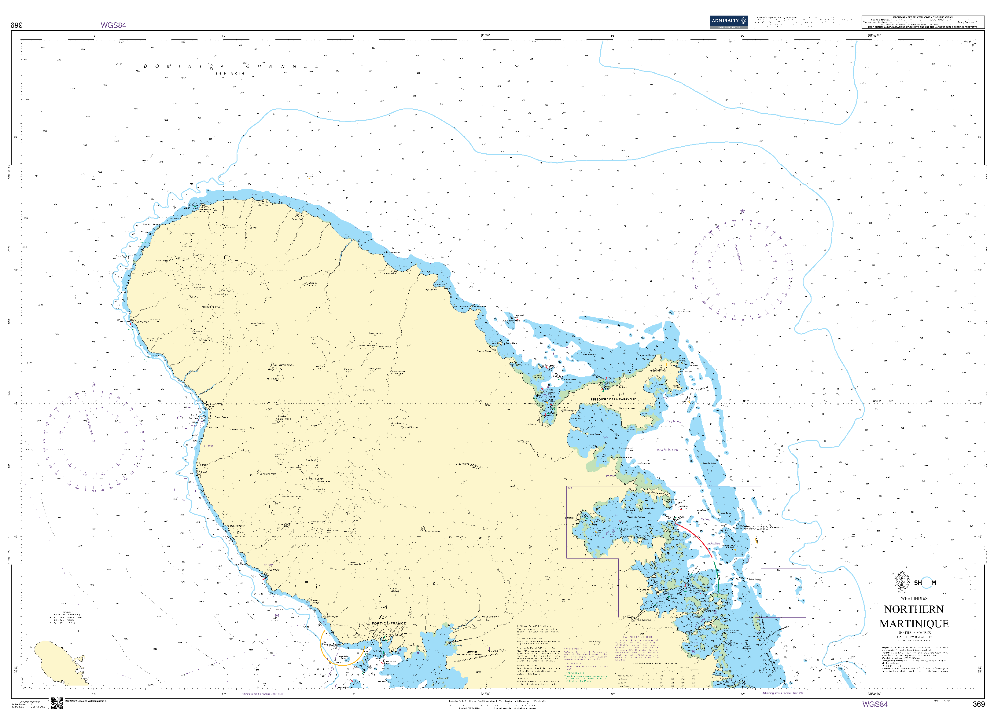 British Admiralty Nautical Chart 369: Northern Martinique
