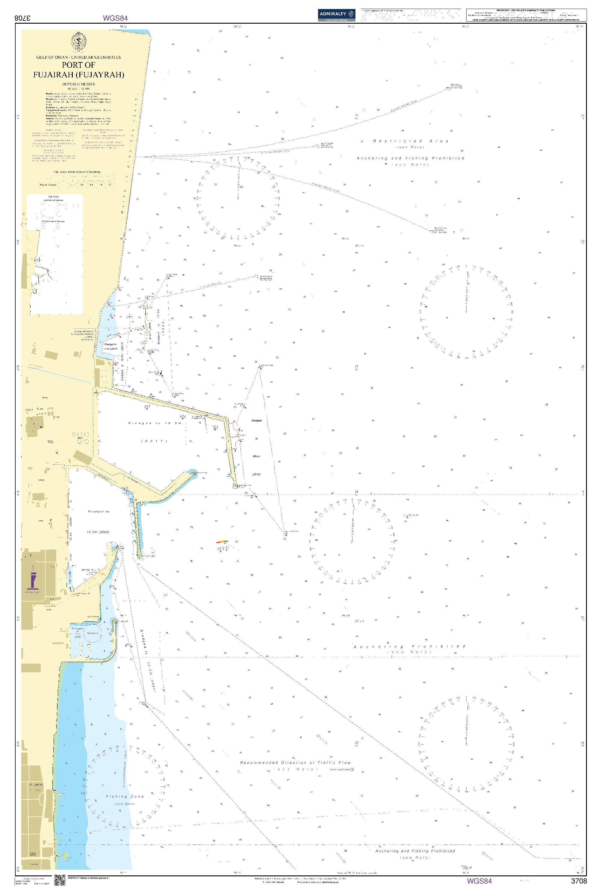 British Admiralty Nautical Chart 3708: Port of Fujairah (Fujayrah)