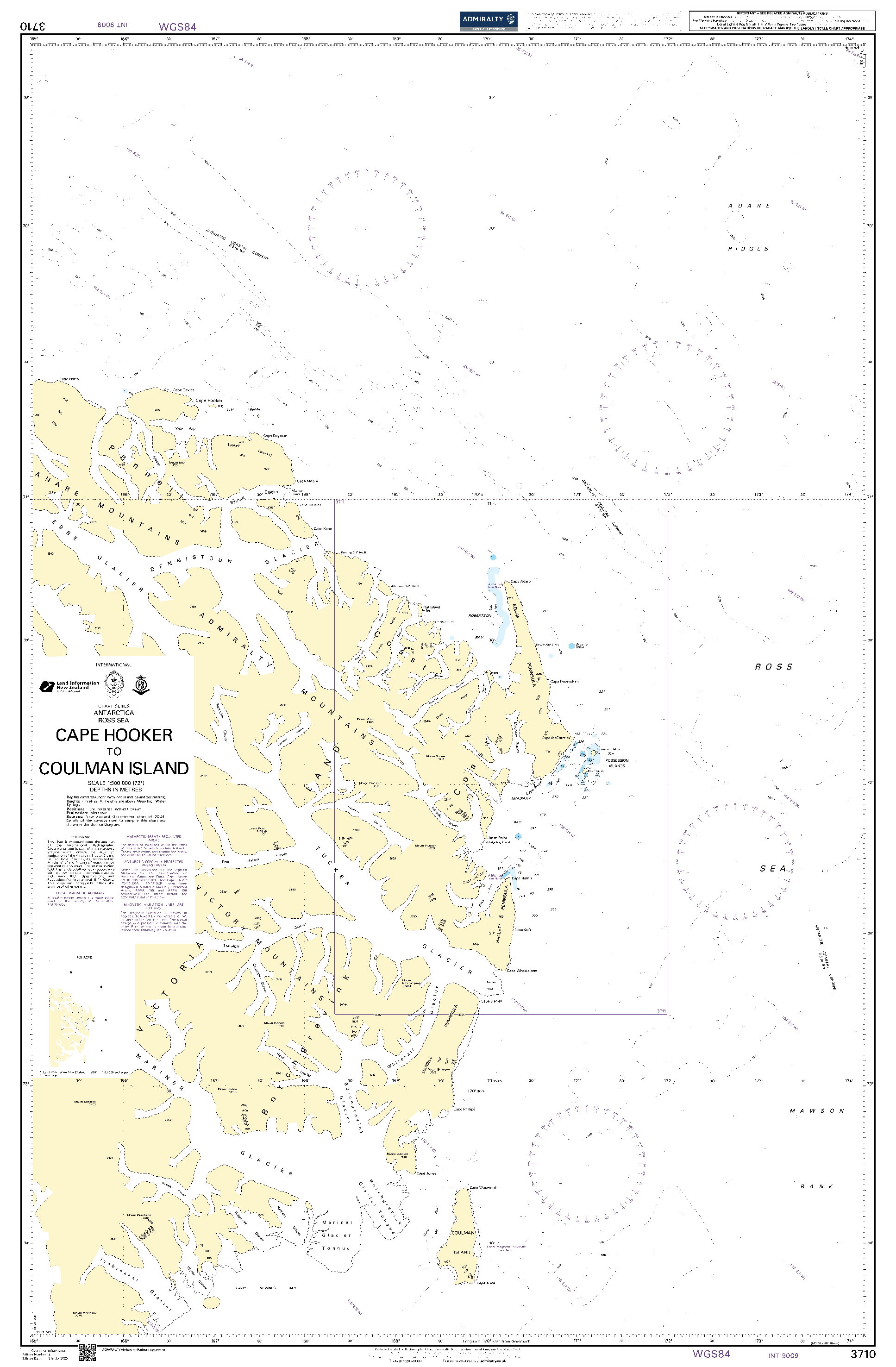 British Admiralty Nautical Chart 3710: Cape Hooker to Coulman Island