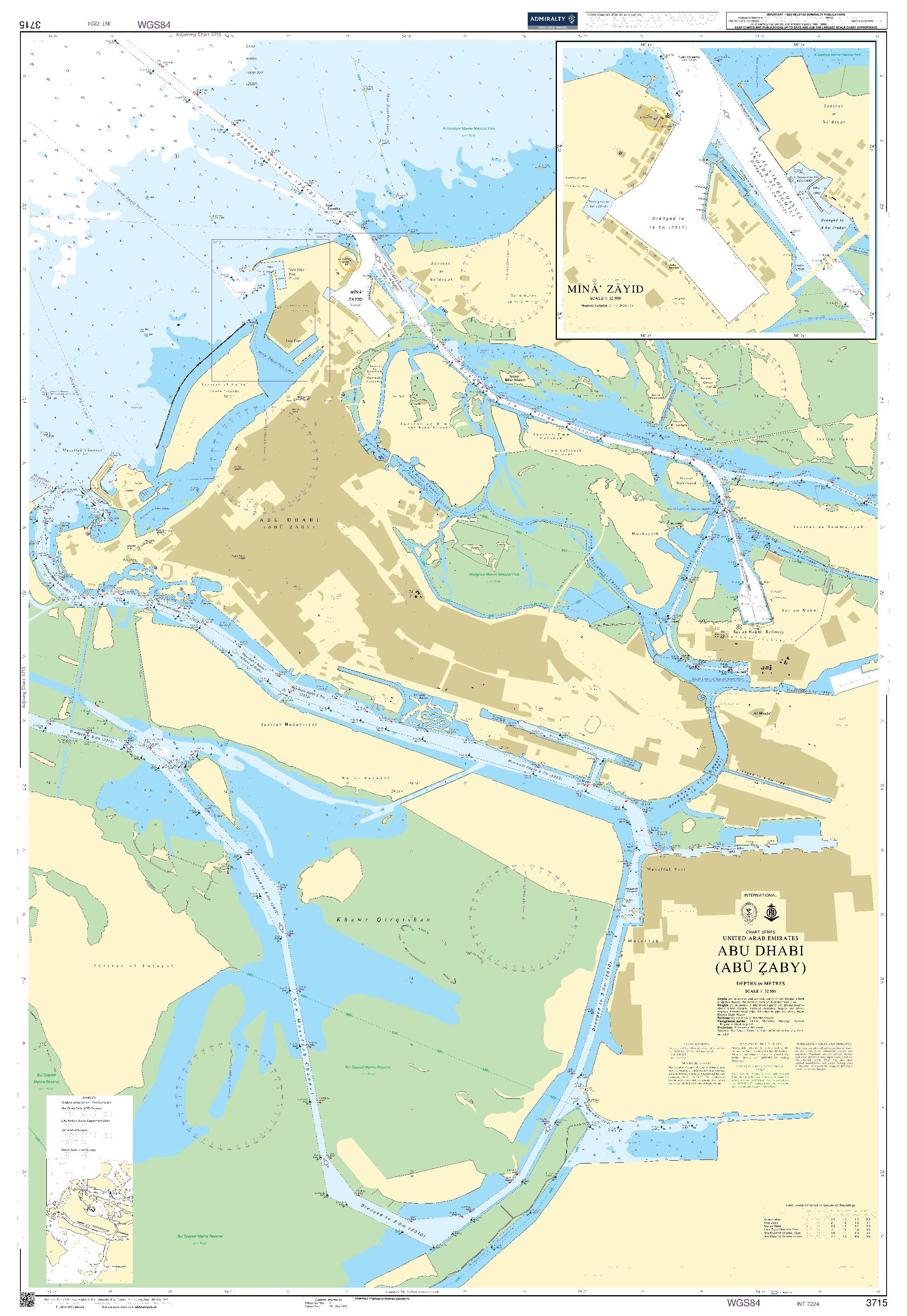 British Admiralty Nautical Chart 3715: United Arab Emirates, Abu Dhabi (Abū Zaby)