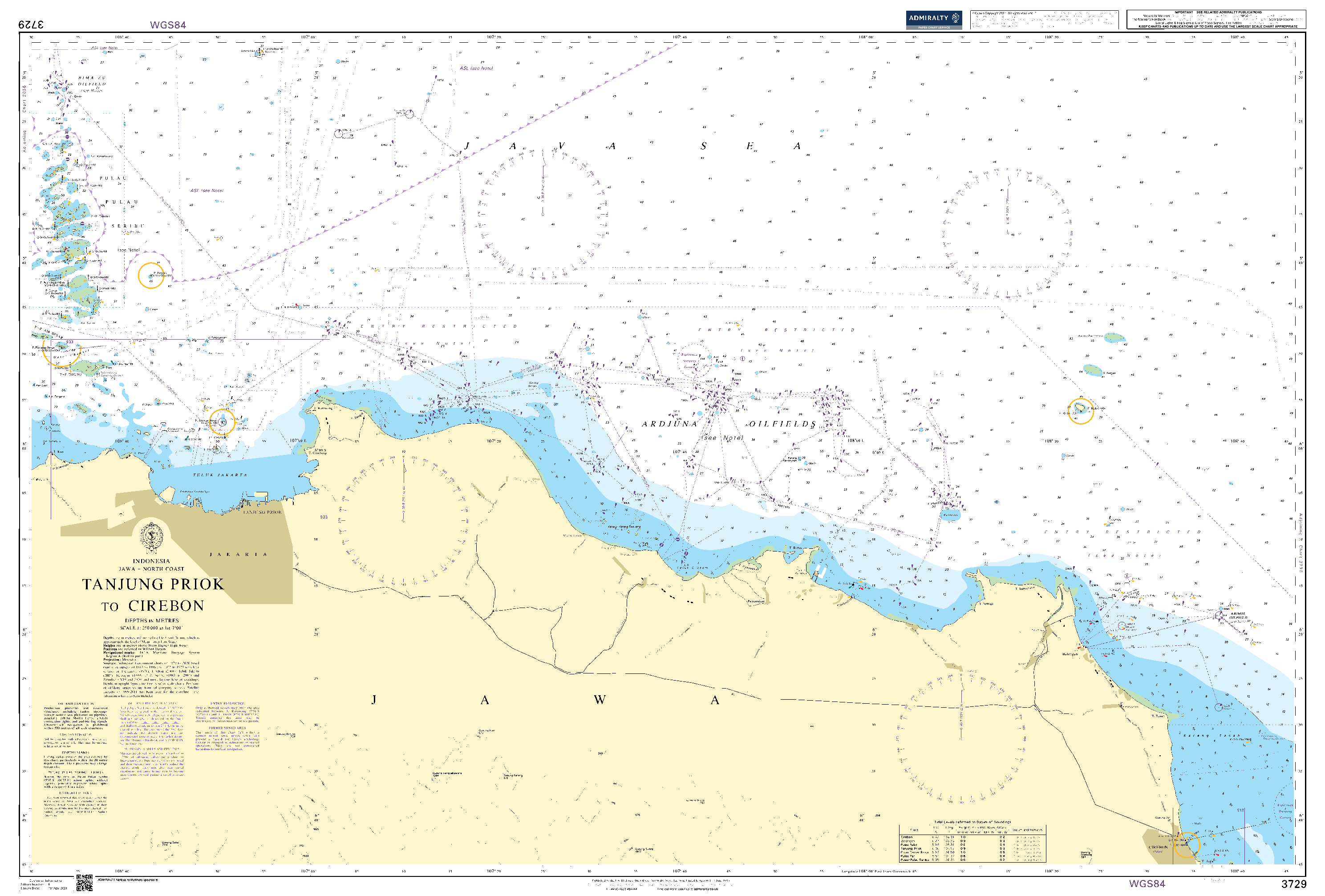 British Admiralty Nautical Chart 3729: Tanjungpriok to Cirebon