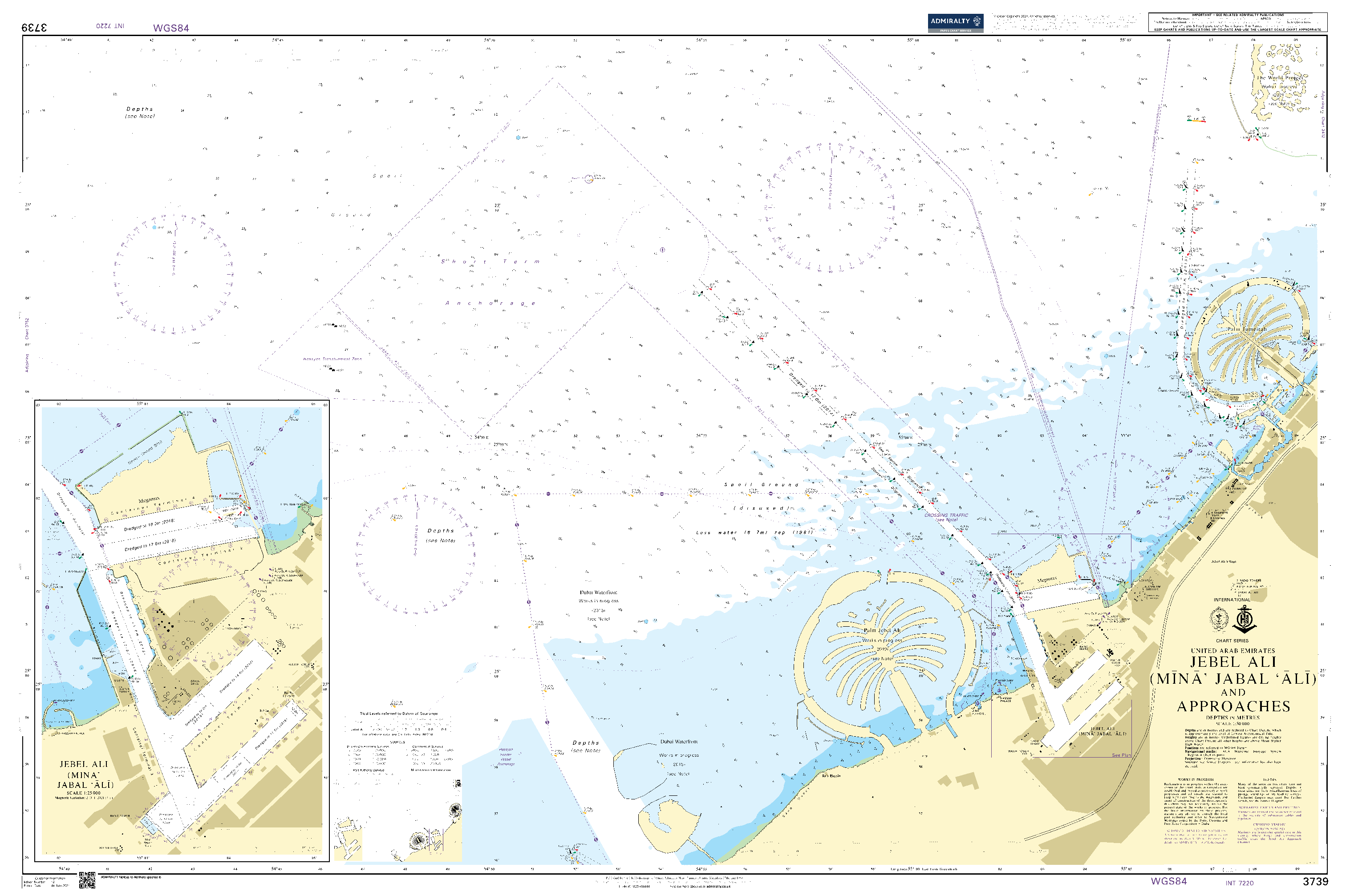 British Admiralty Nautical Chart 3739: United Arab Emirates, Jebel Ali (Mīnā' Jabal 'Ālī) and Approaches