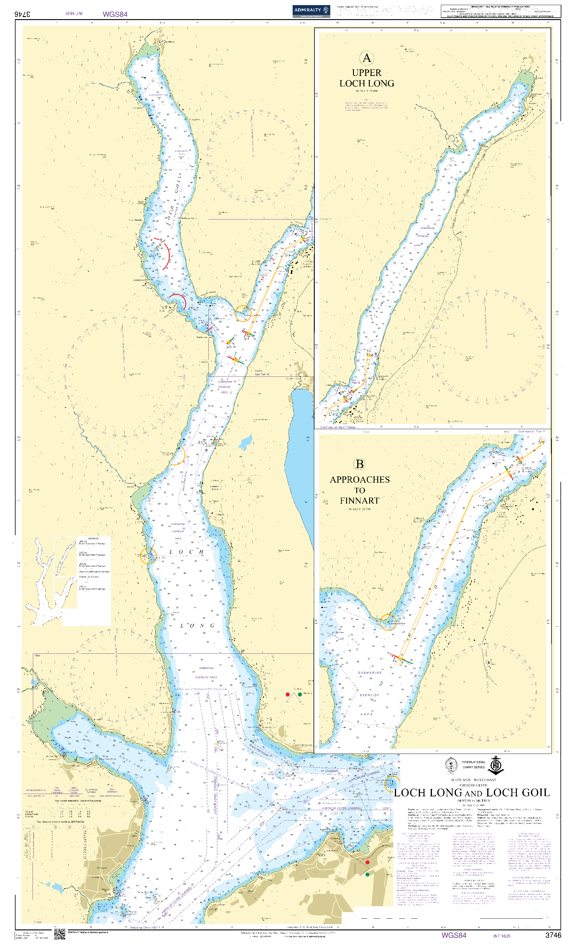 British Admiralty Nautical Chart 3746: Scotland – West Coast, Firth of Clyde, Loch Long and Loch Goil