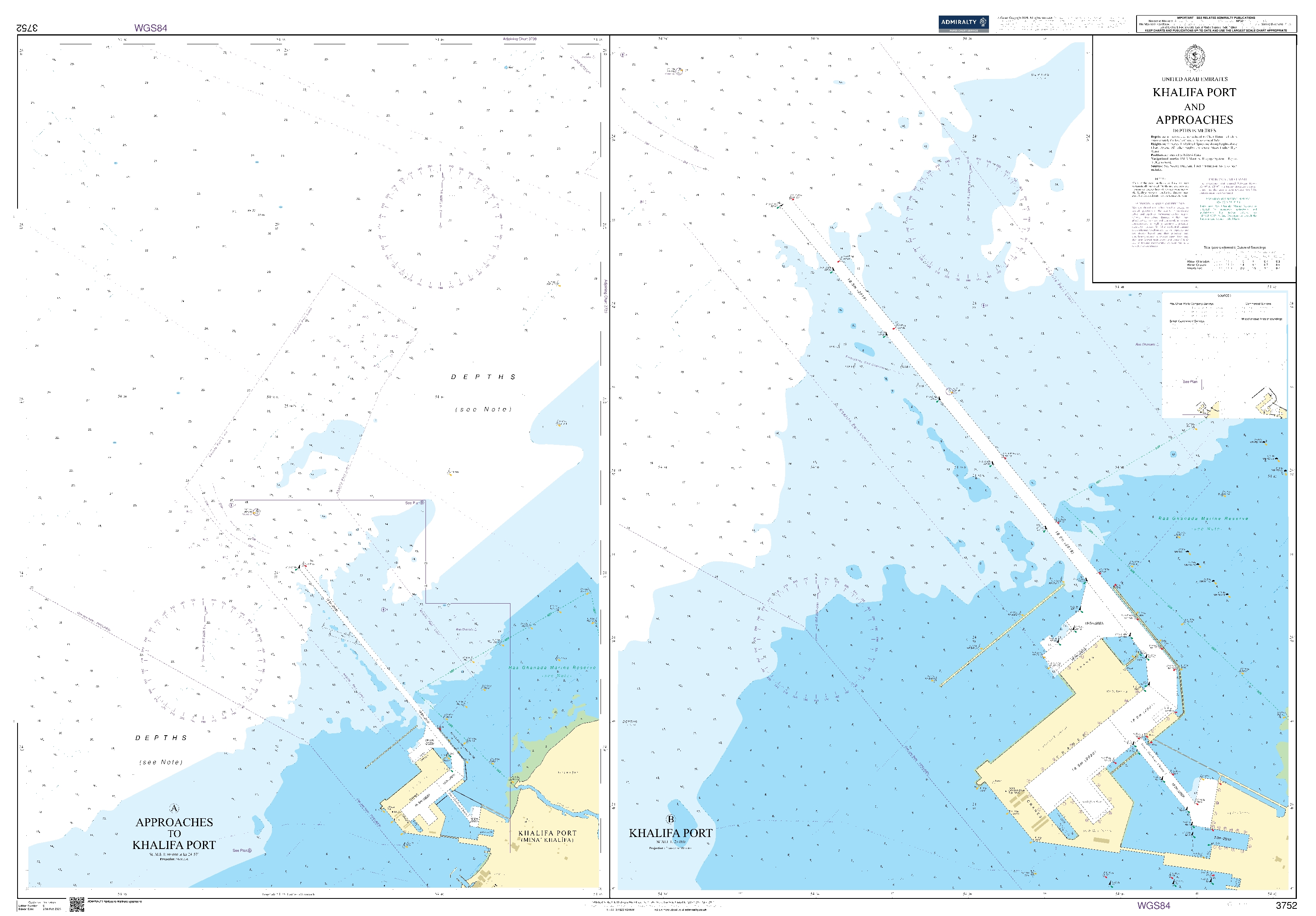 British Admiralty Nautical Chart 3752: Approaches to Khalifa Port A Approaches to Khalifa Port