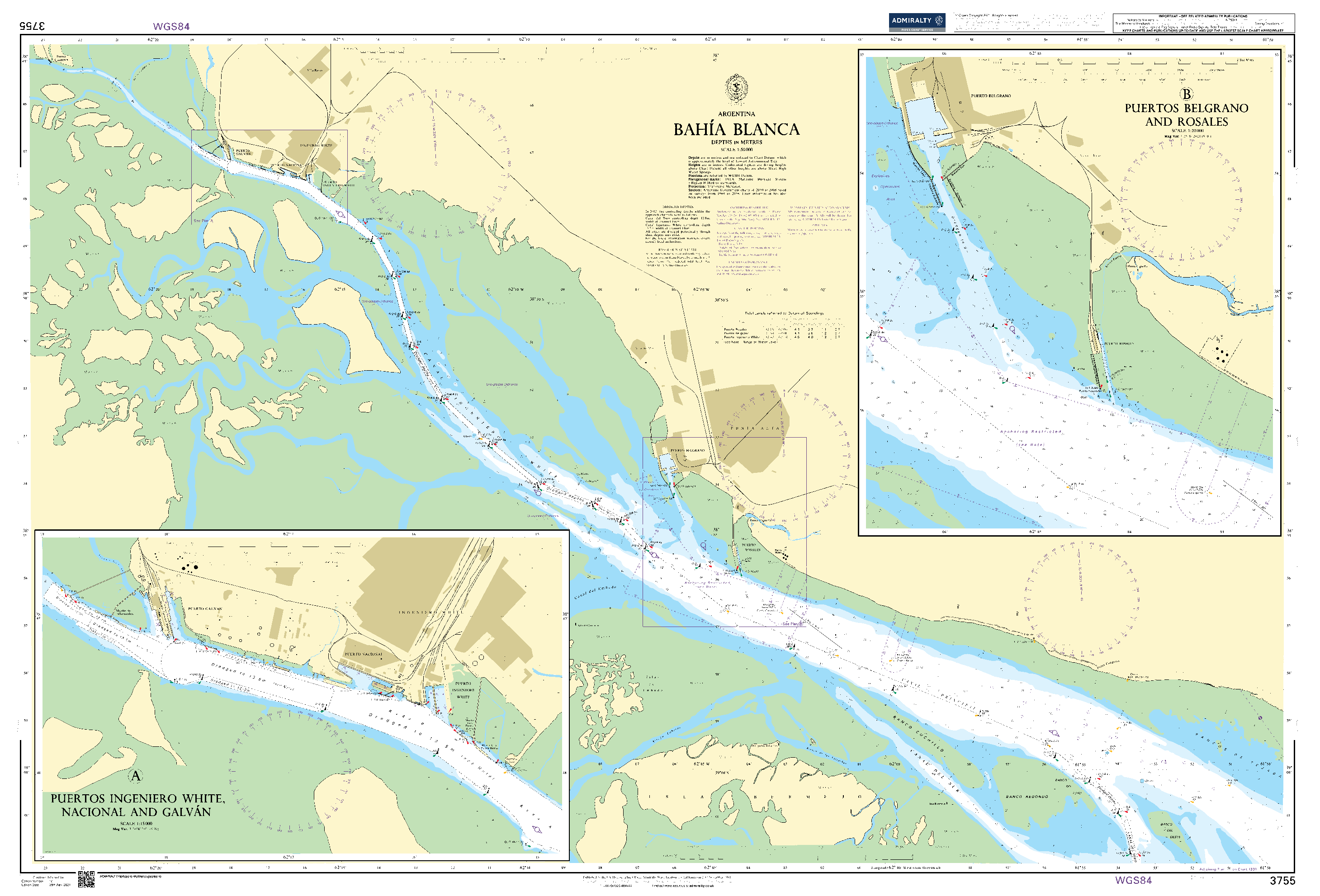British Admiralty Nautical Chart 3755: Argentina, Bahía Blanca