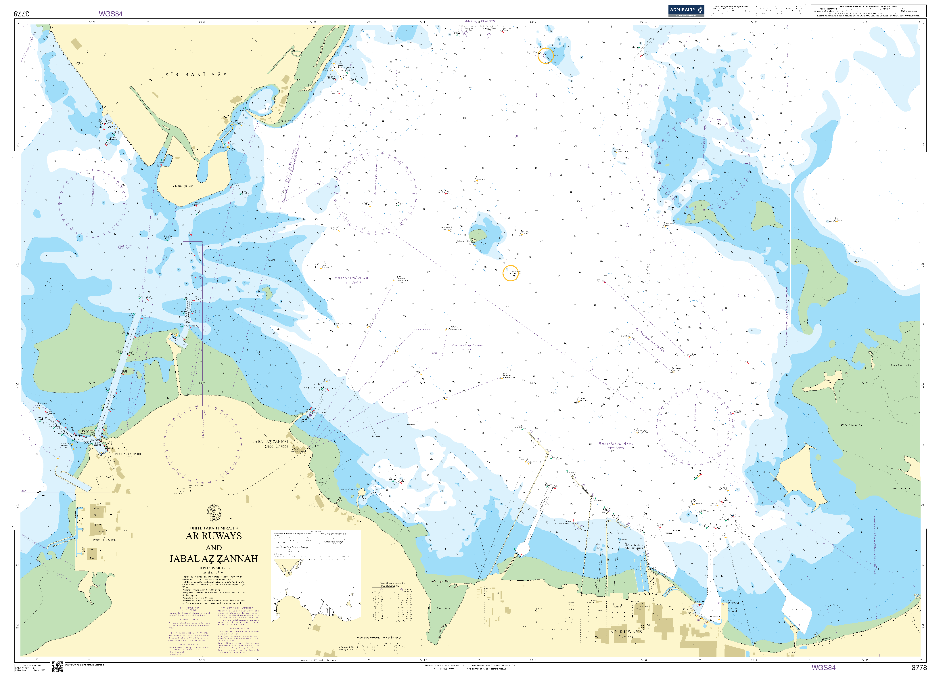 British Admiralty Nautical Chart 3778: Ar Ruways and Jabal Az Zannah