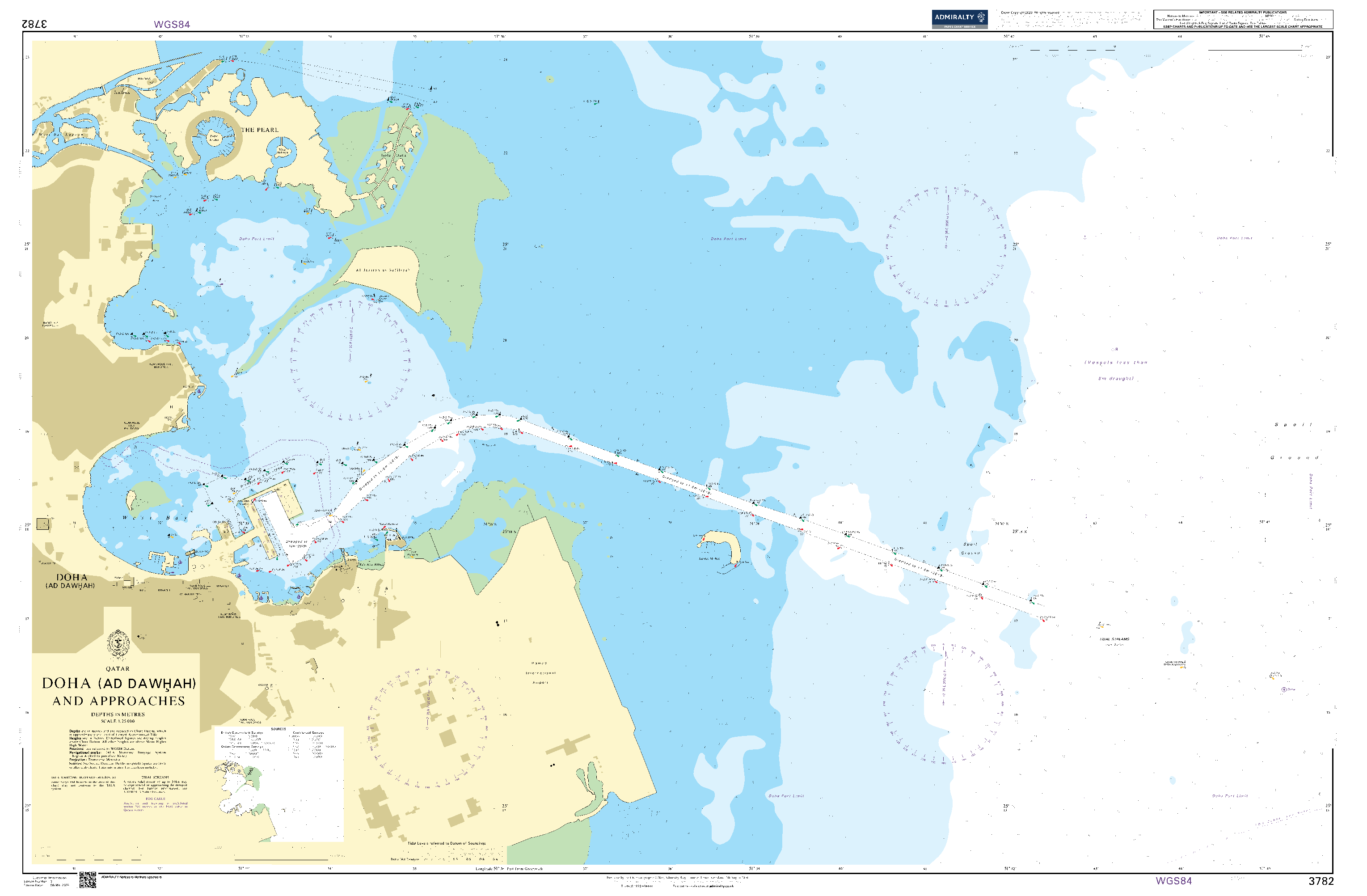 British Admiralty Nautical Chart  3782: Doha (Ad Dawhah) and Approaches