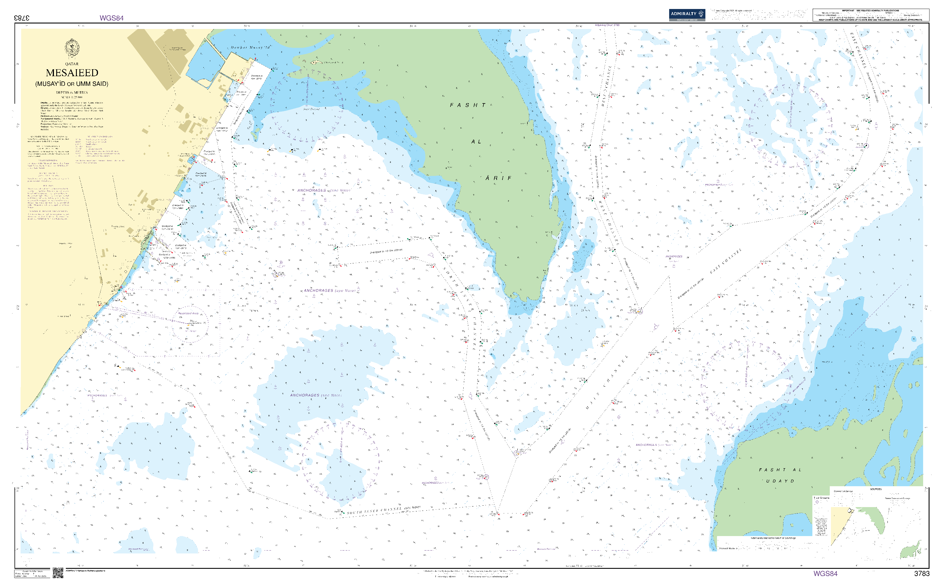 British Admiralty Nautical Chart 3783: Qatar, Mesaieed (Musay`id or Umm Said)