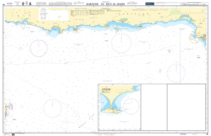 British Admiralty Nautical Chart 38: Karachi to Ra's al Hadd