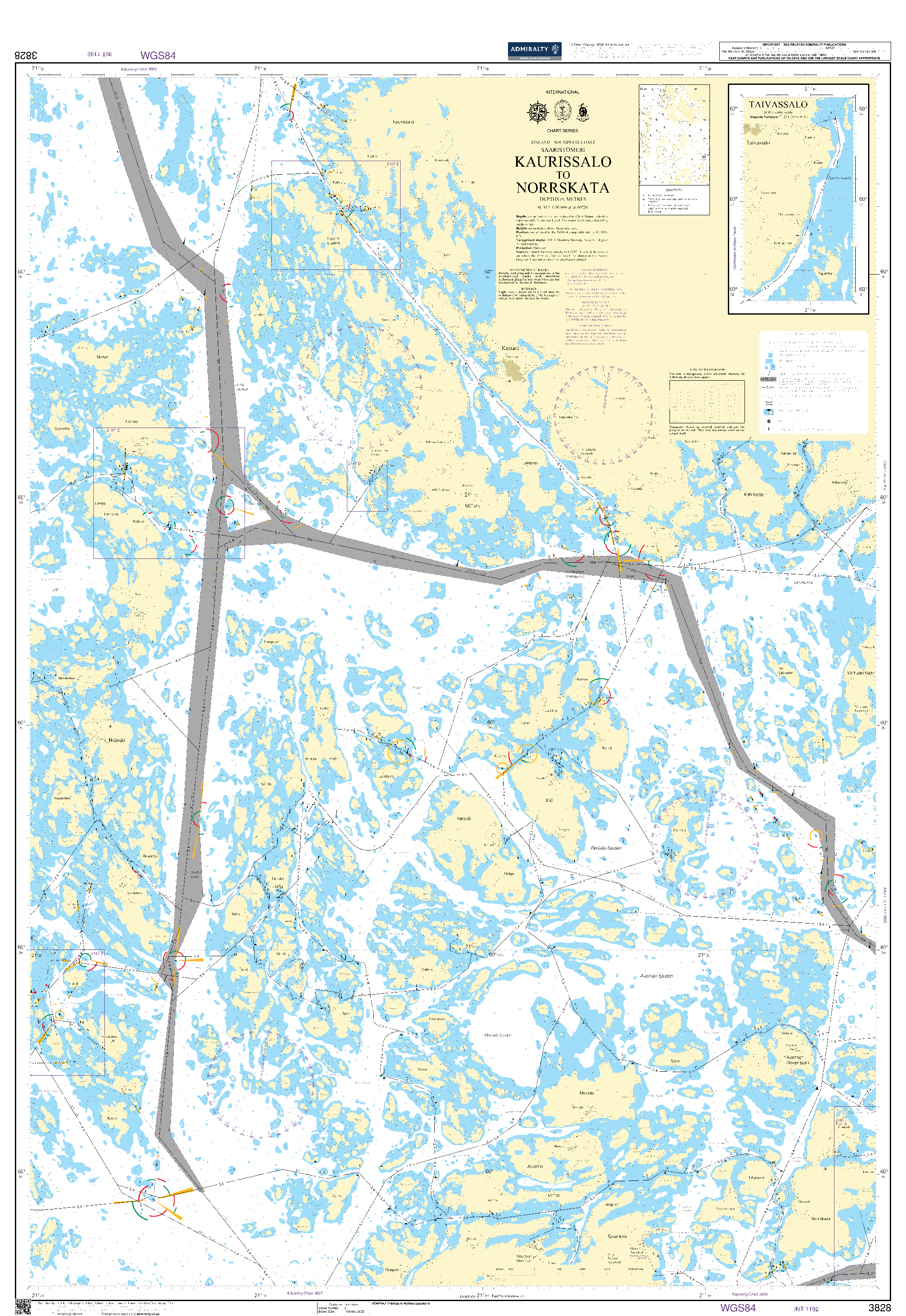British Admiralty Nautical Chart 3828: Gulf of Bothnia - Finland - Southwest Coast, Kaurissalo to Norrskata