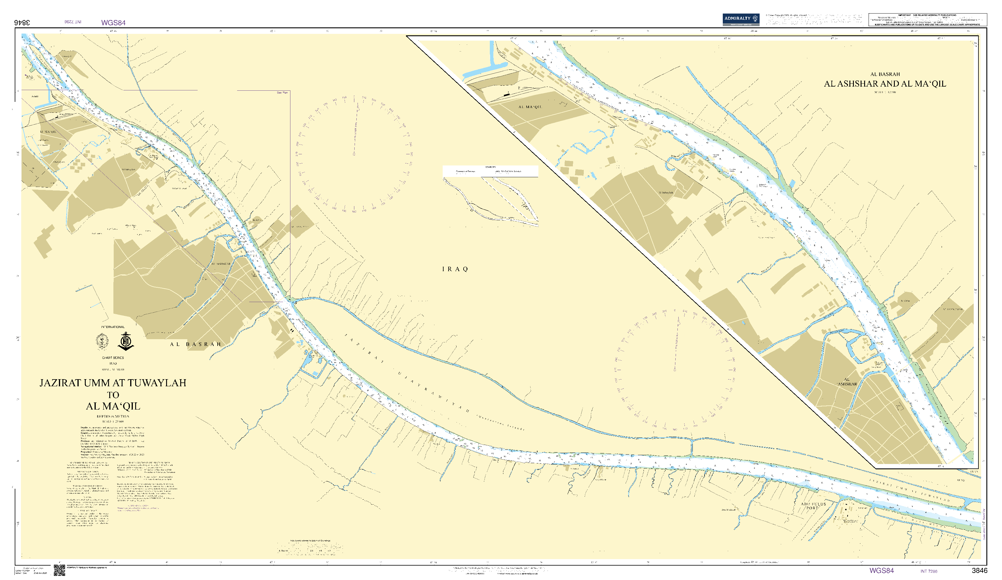 British Admiralty Nautical Chart 3846: Jazirat Umm at Tuwaylah to Al Ma`qil