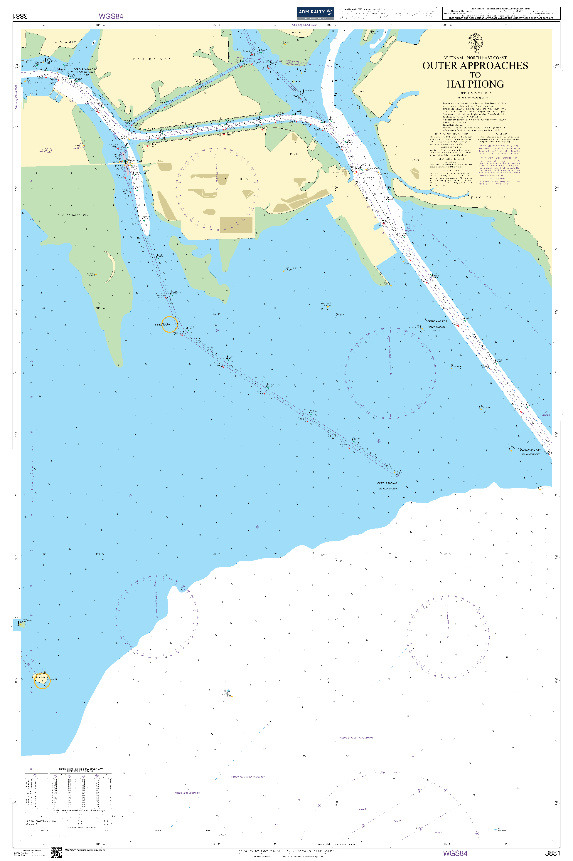 British Admiralty Nautical Chart 3881: Vietnam - North East Coast, Outer Approaches to Hai Phong