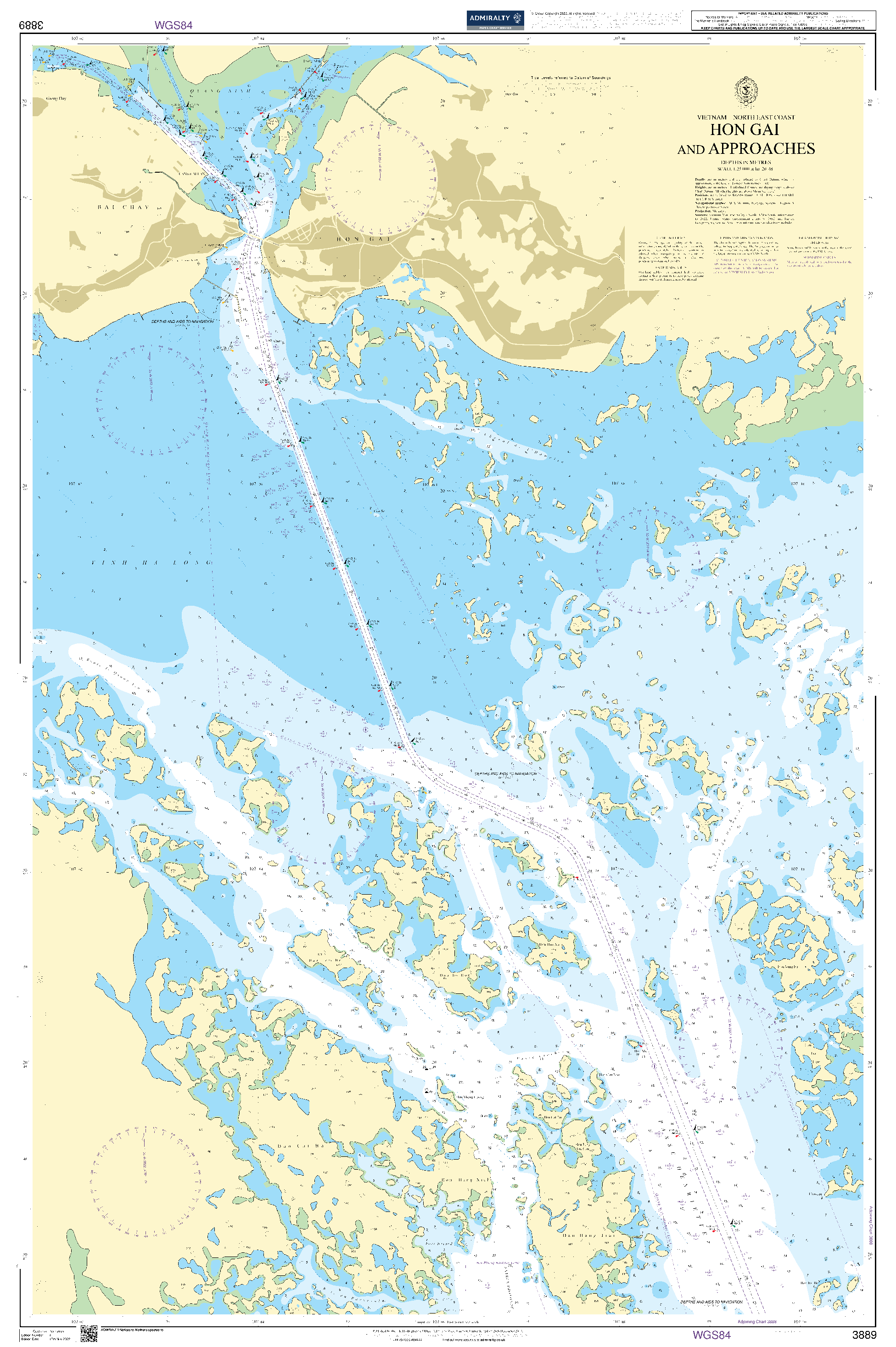 British Admiralty Nautical Chart 3889: Vietnam - North East Coast, Hon Gai and Approaches