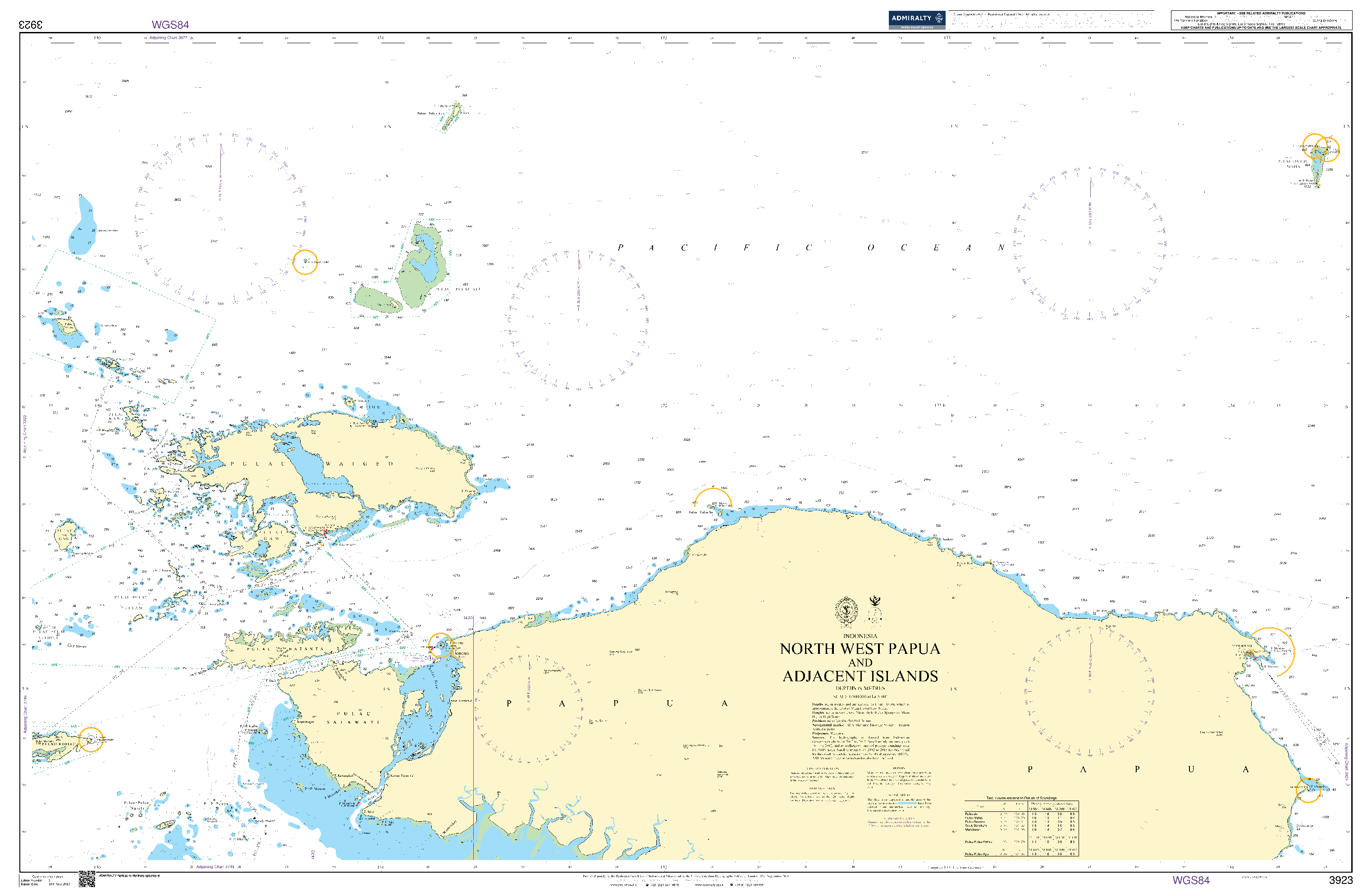 British Admiralty Nautical Chart 3923: North West Papua and Adjacent Islands