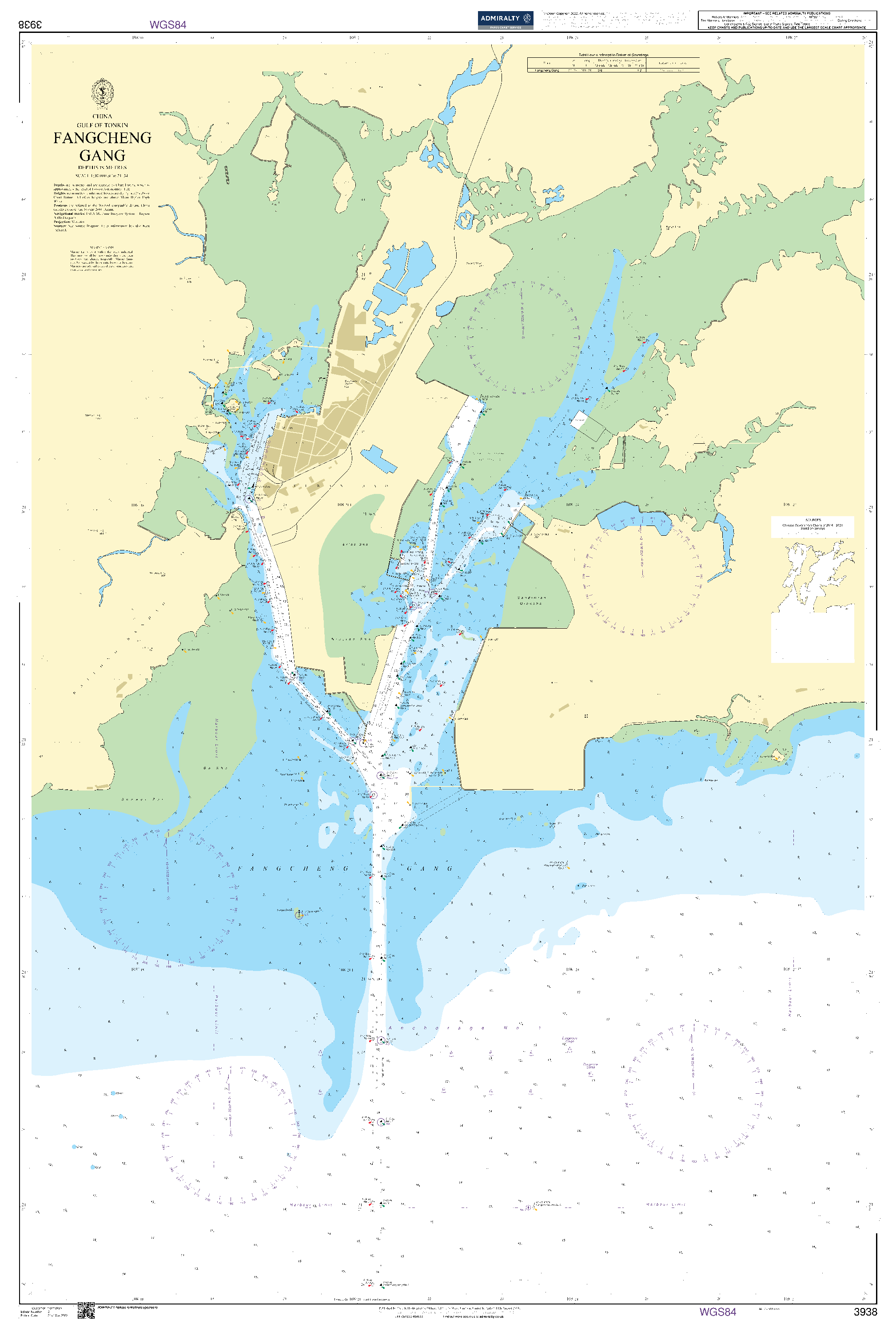 British Admiralty Nautical Chart 3938: China - Gulf of Tonkin, Fangcheng Gang
