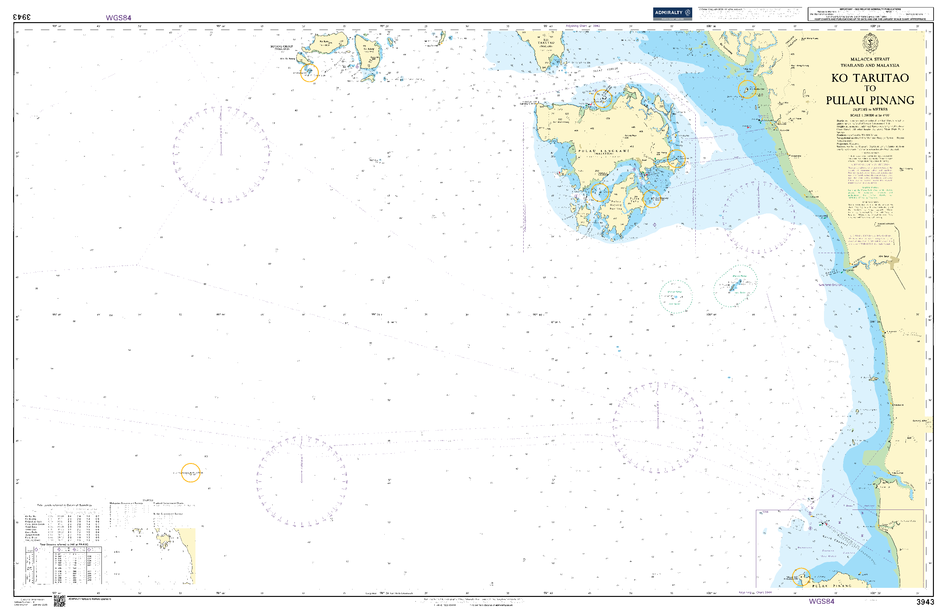 British Admiralty Nautical Chart  3943: Ko Tarutao to Pulau Pinang